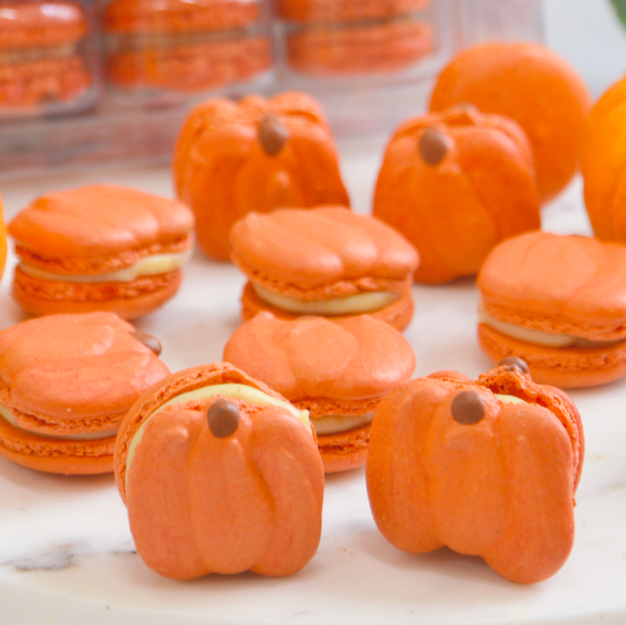 Pumpkin Macarons - Pumpkin Spice Cheesecake