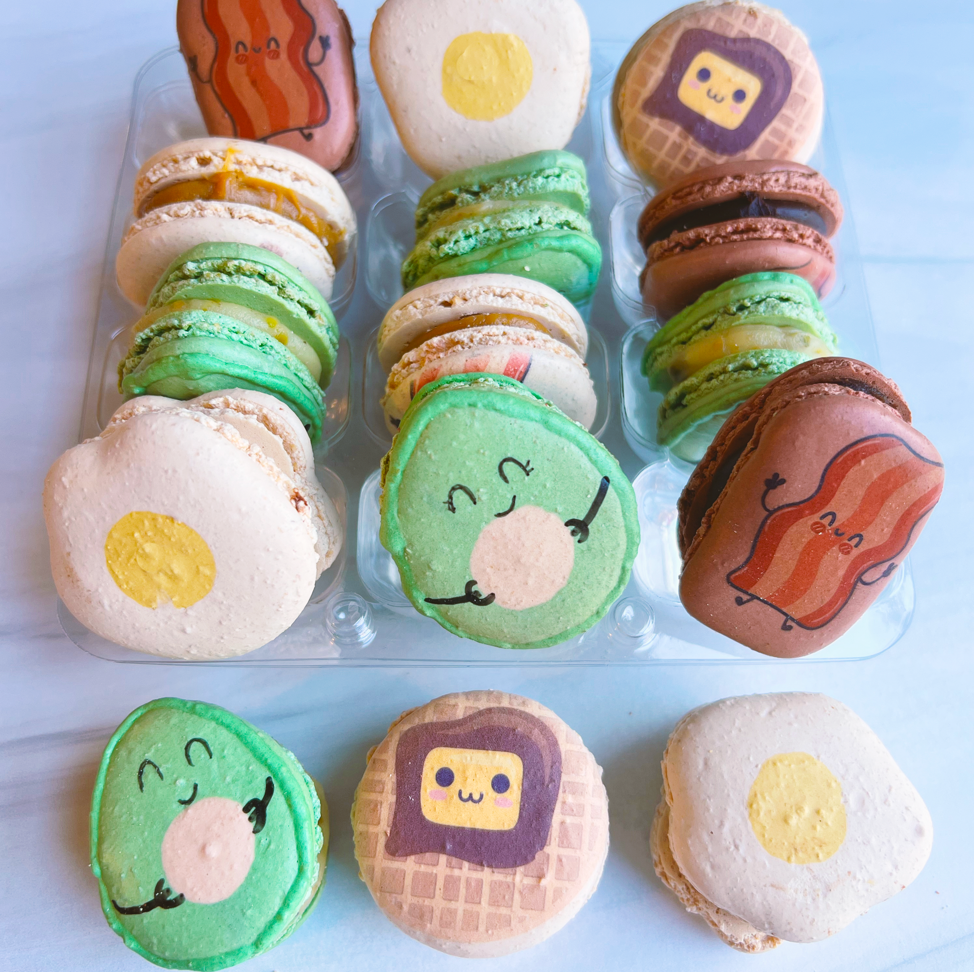 Breakfast Bacon/ Egg/ Waffle/ Avocado Macarons