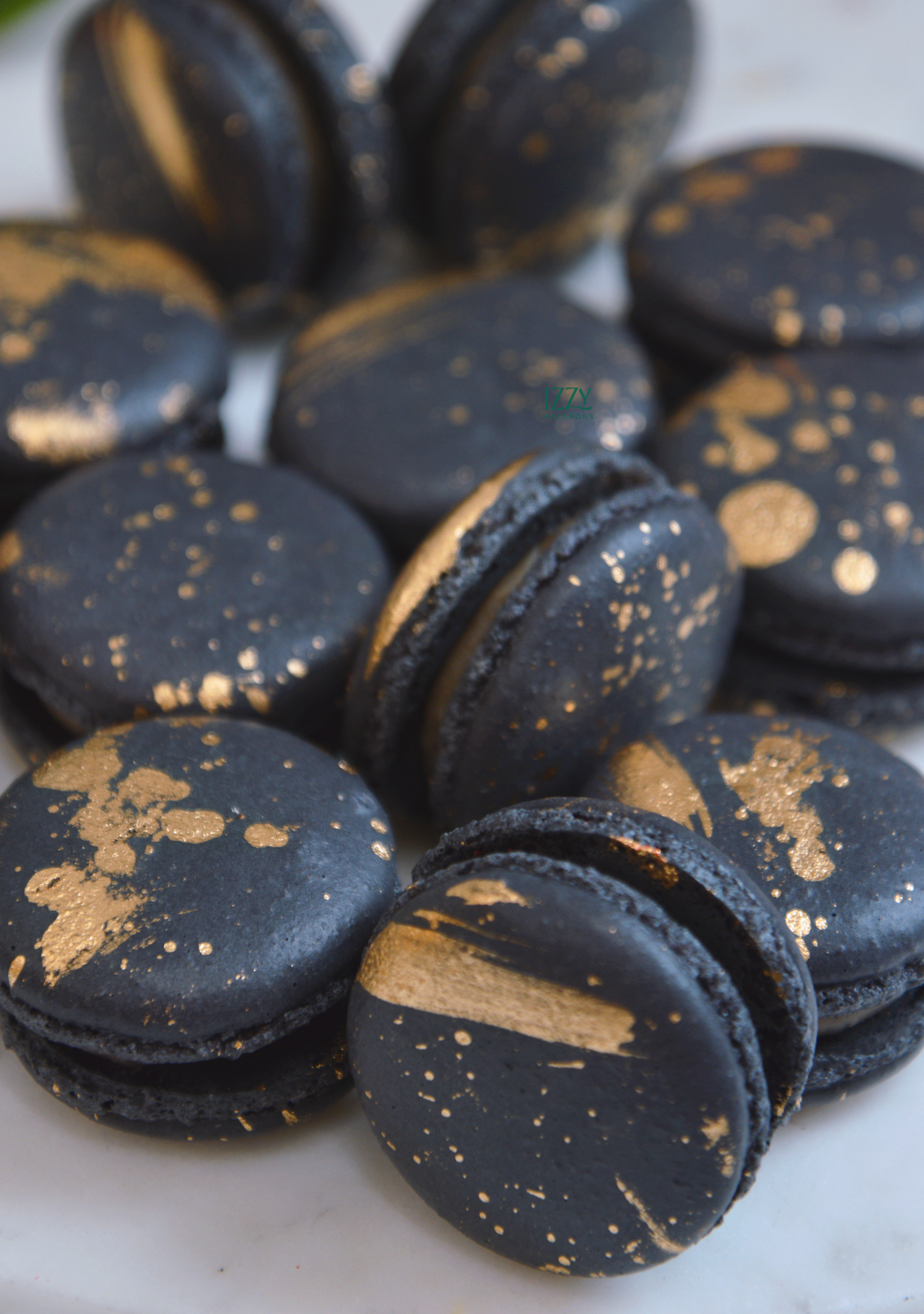Black Macarons - With Gold Splash