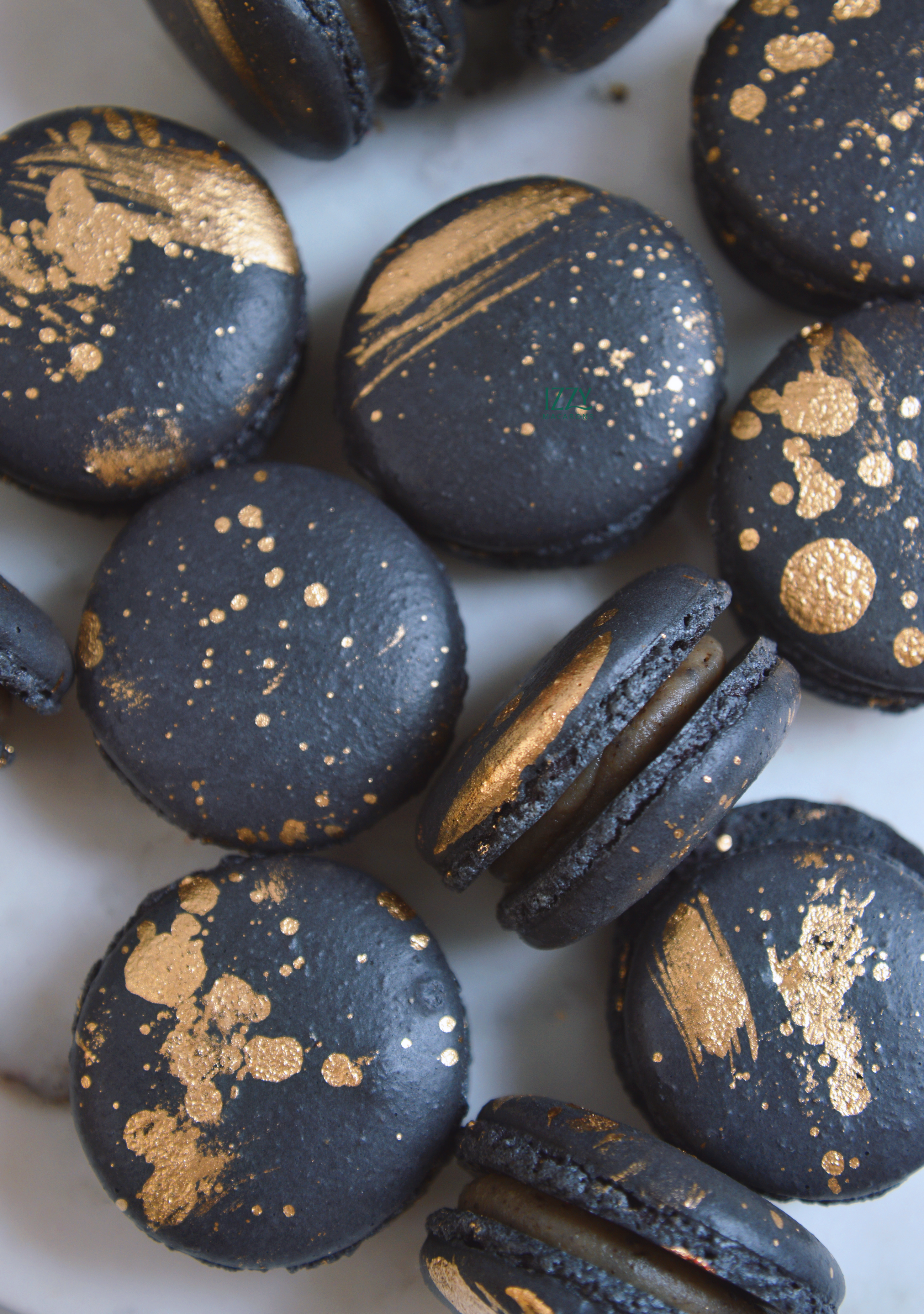 Black Macarons - With Gold Splash
