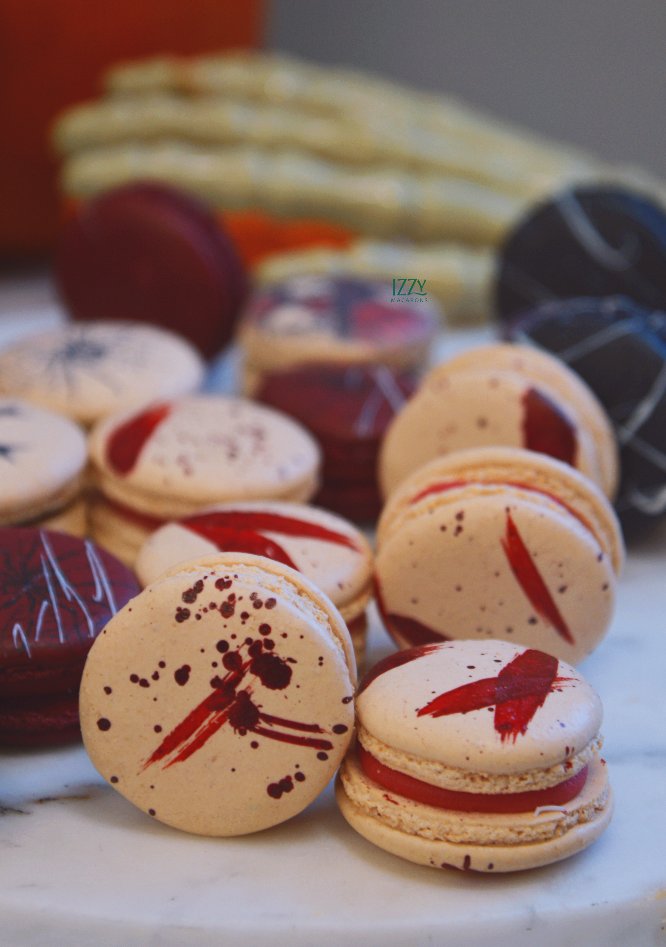 Blood Splash Macarons - Halloween Macarons