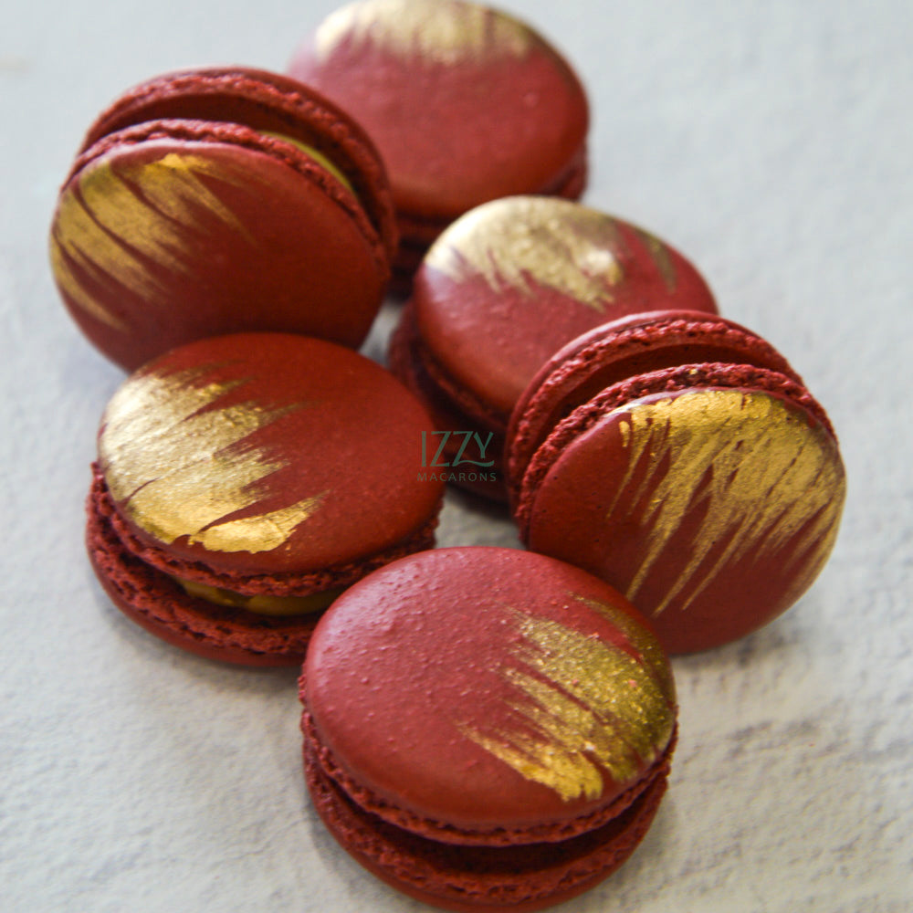 Burgundy Macarons - With Gold