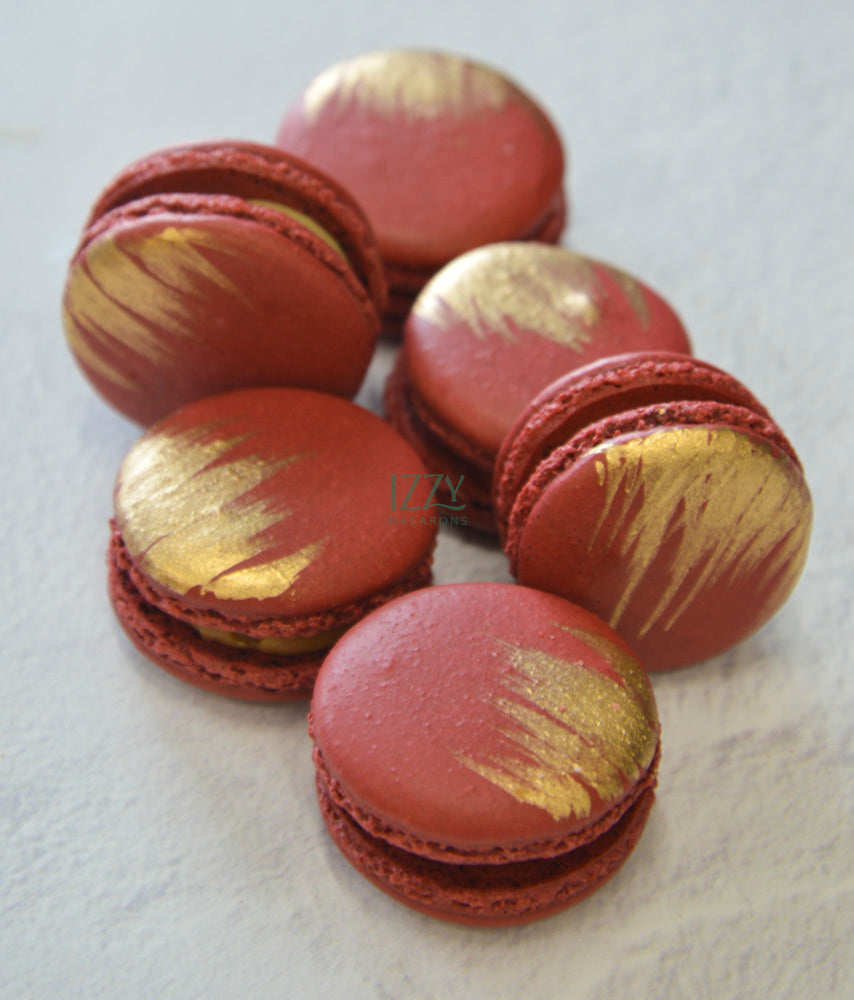 Burgundy Macarons - With Gold Brush