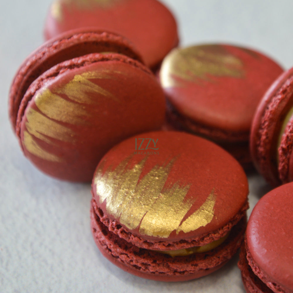 Burgundy Macarons - With Gold Brush