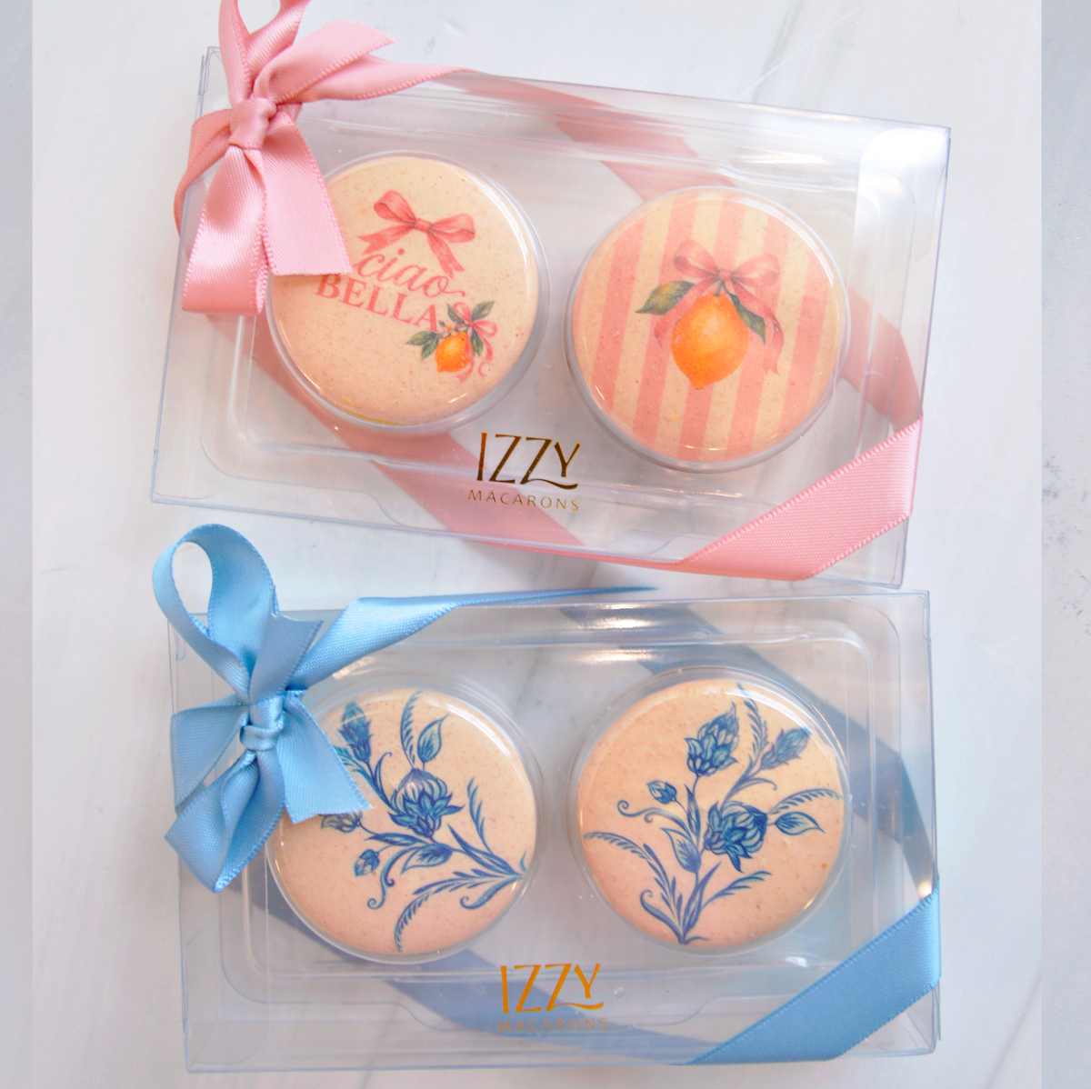 2 Macarons - Clear Customized Party Favor - Flat Package