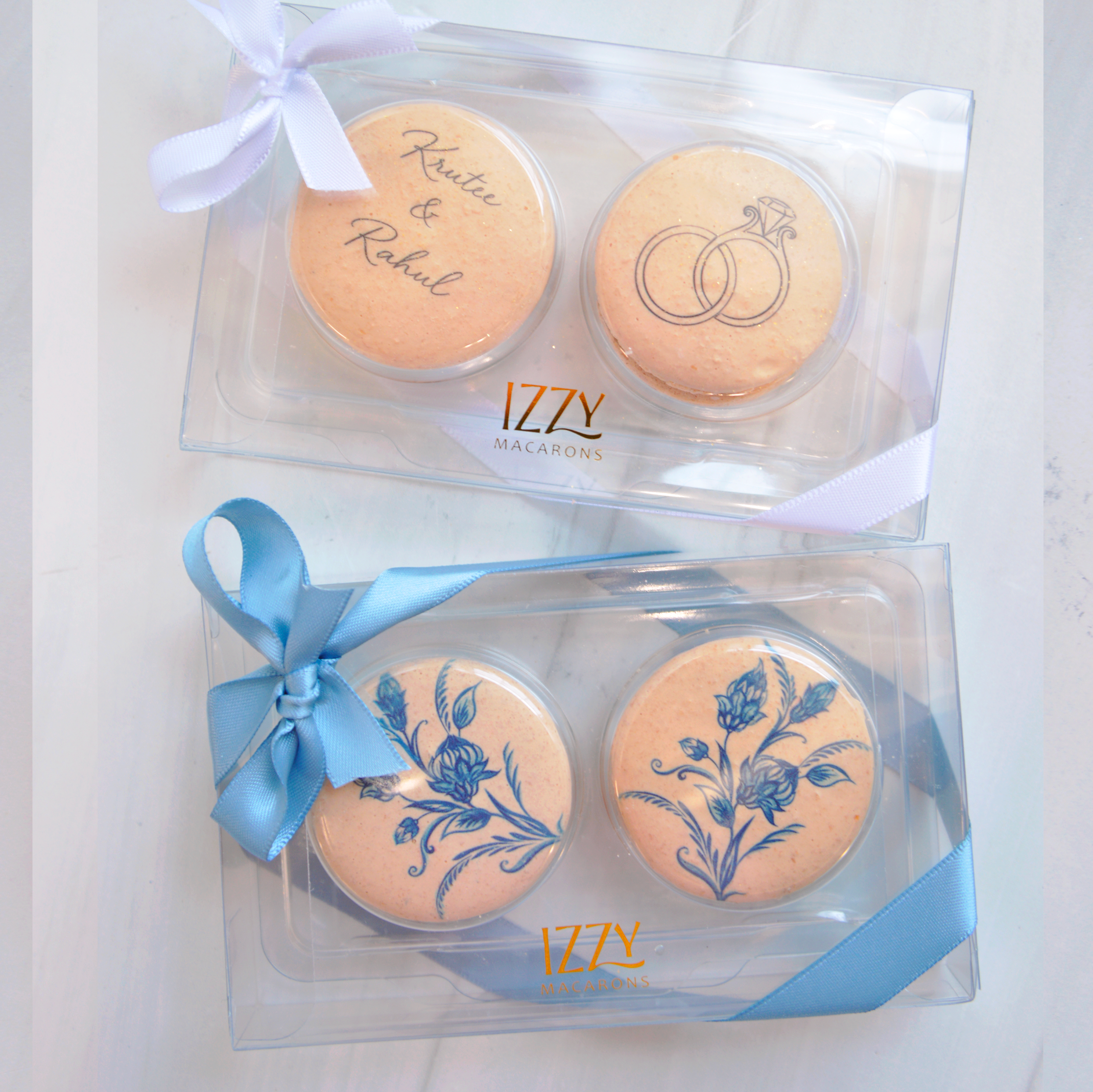 2 Macarons - Clear Customized Party Favor - Flat Package