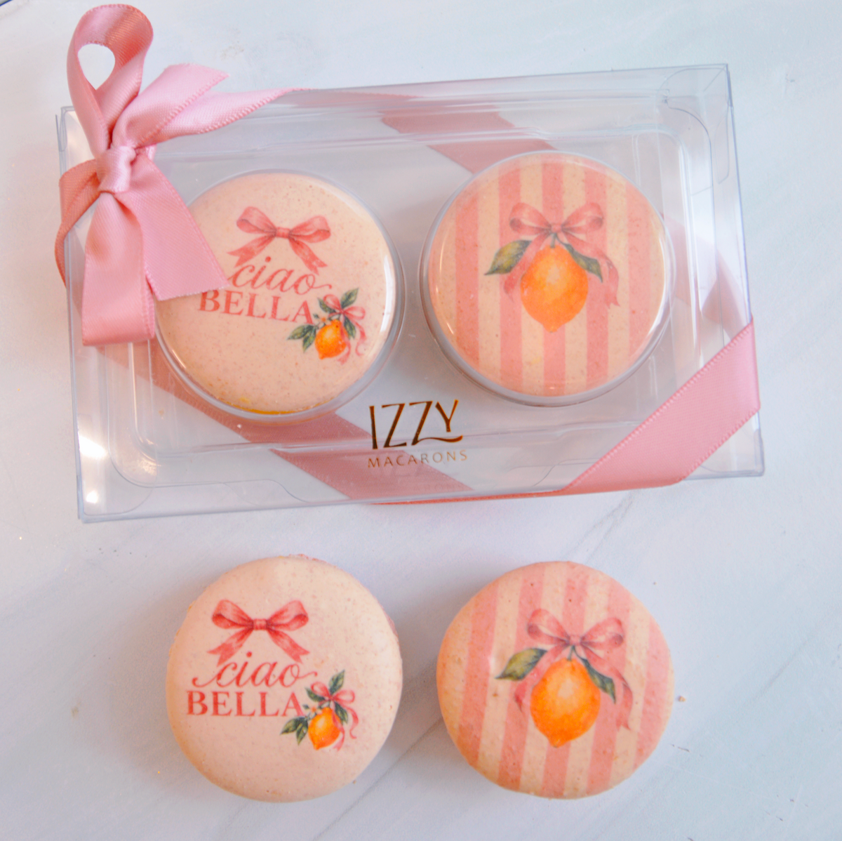 2 Macarons - Clear Customized Party Favor - Flat Package