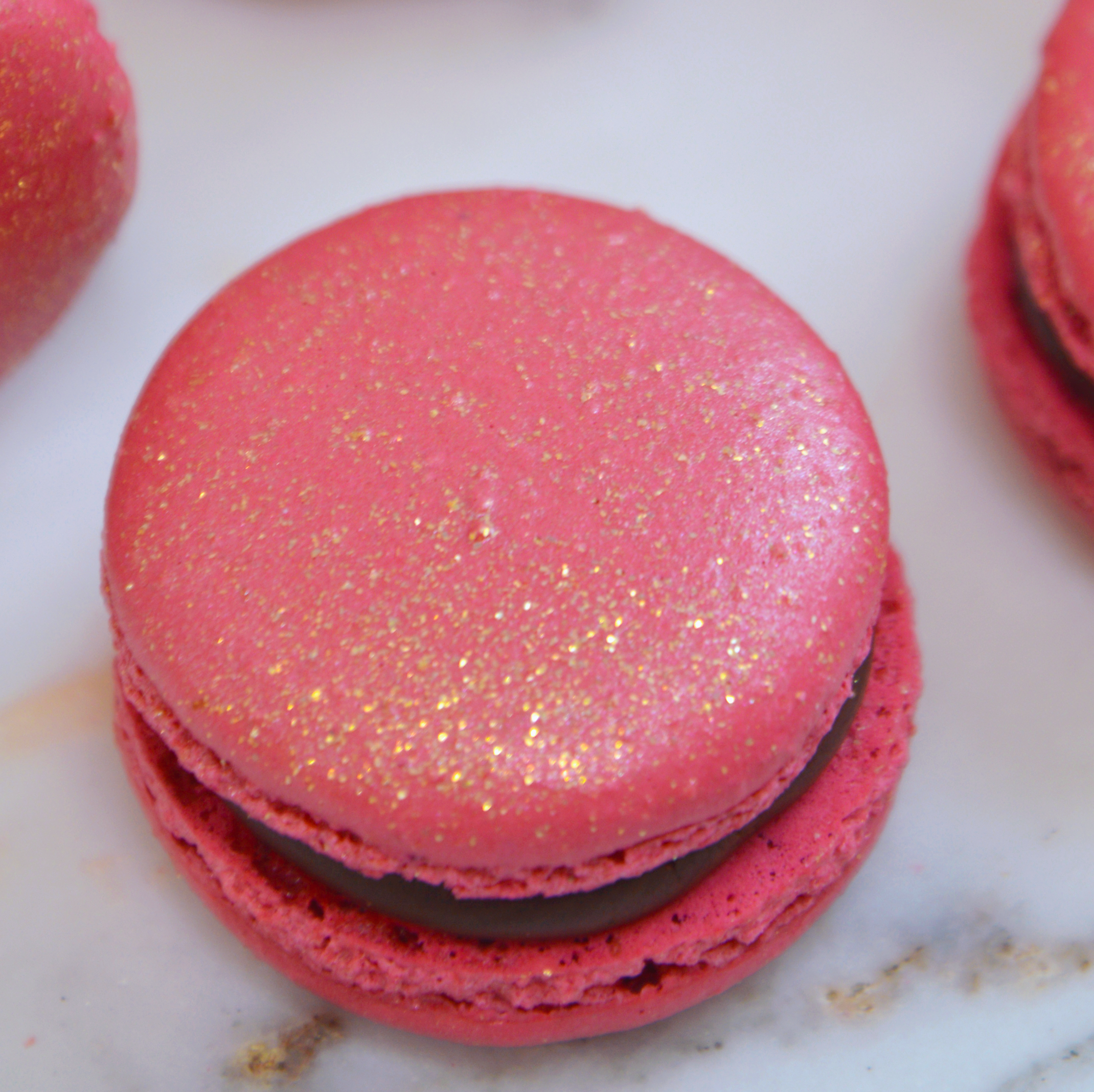 Dark Pink Macarons with Glitter