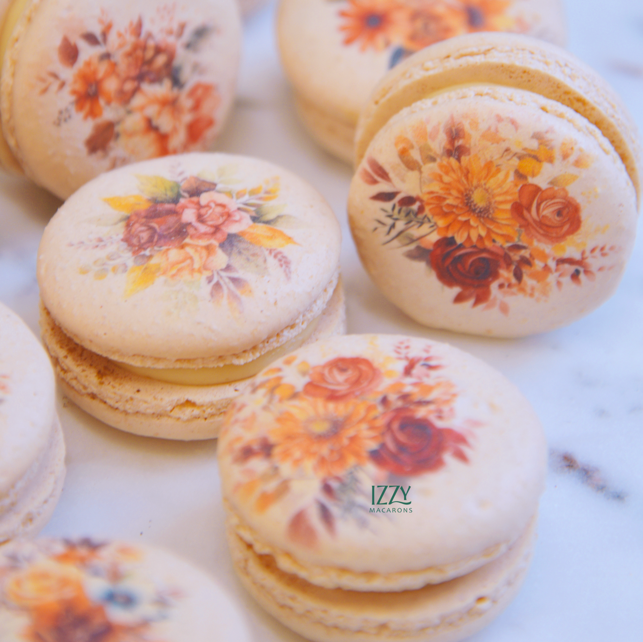 Fall/Autumn Flowers Macarons