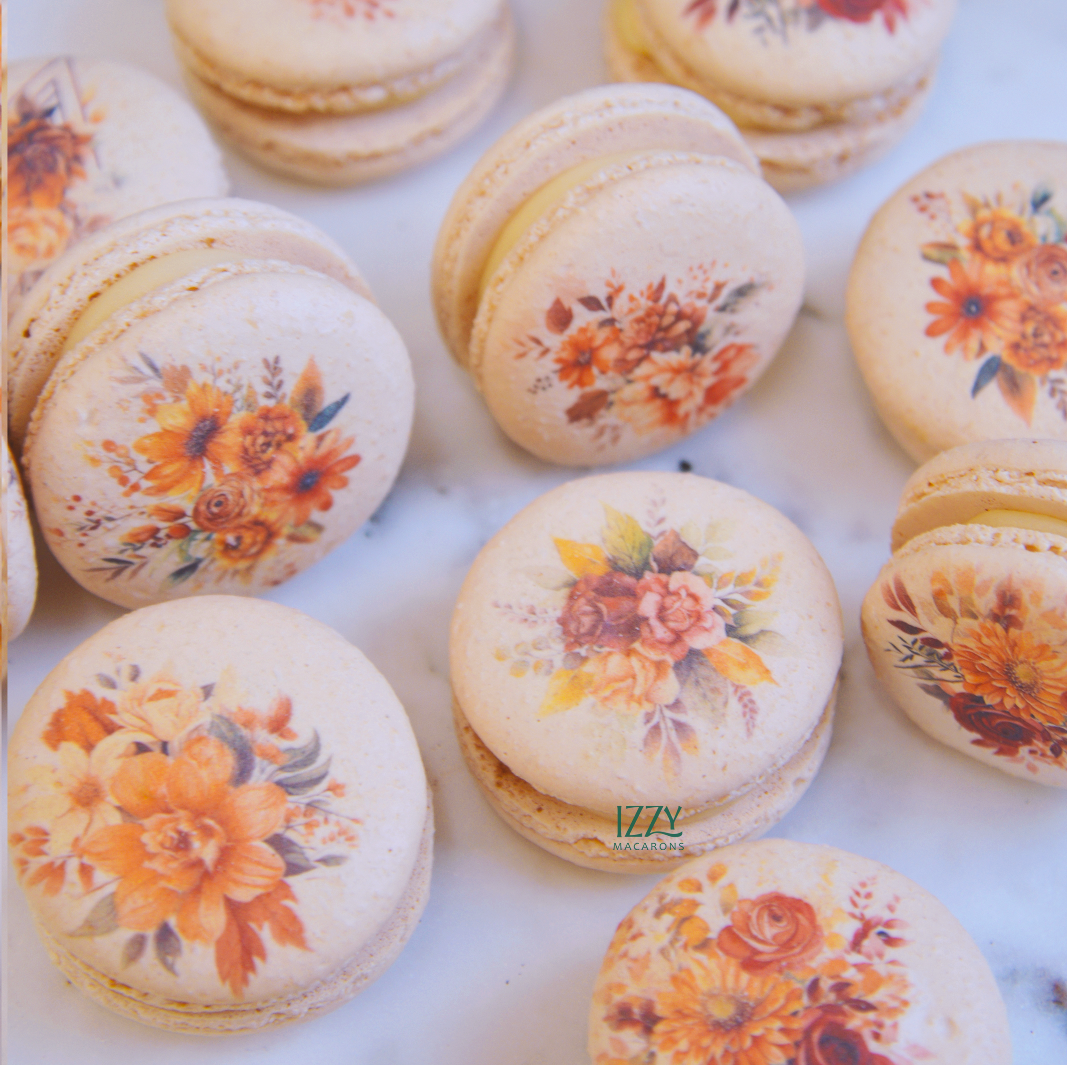 Fall/Autumn Flowers Macarons