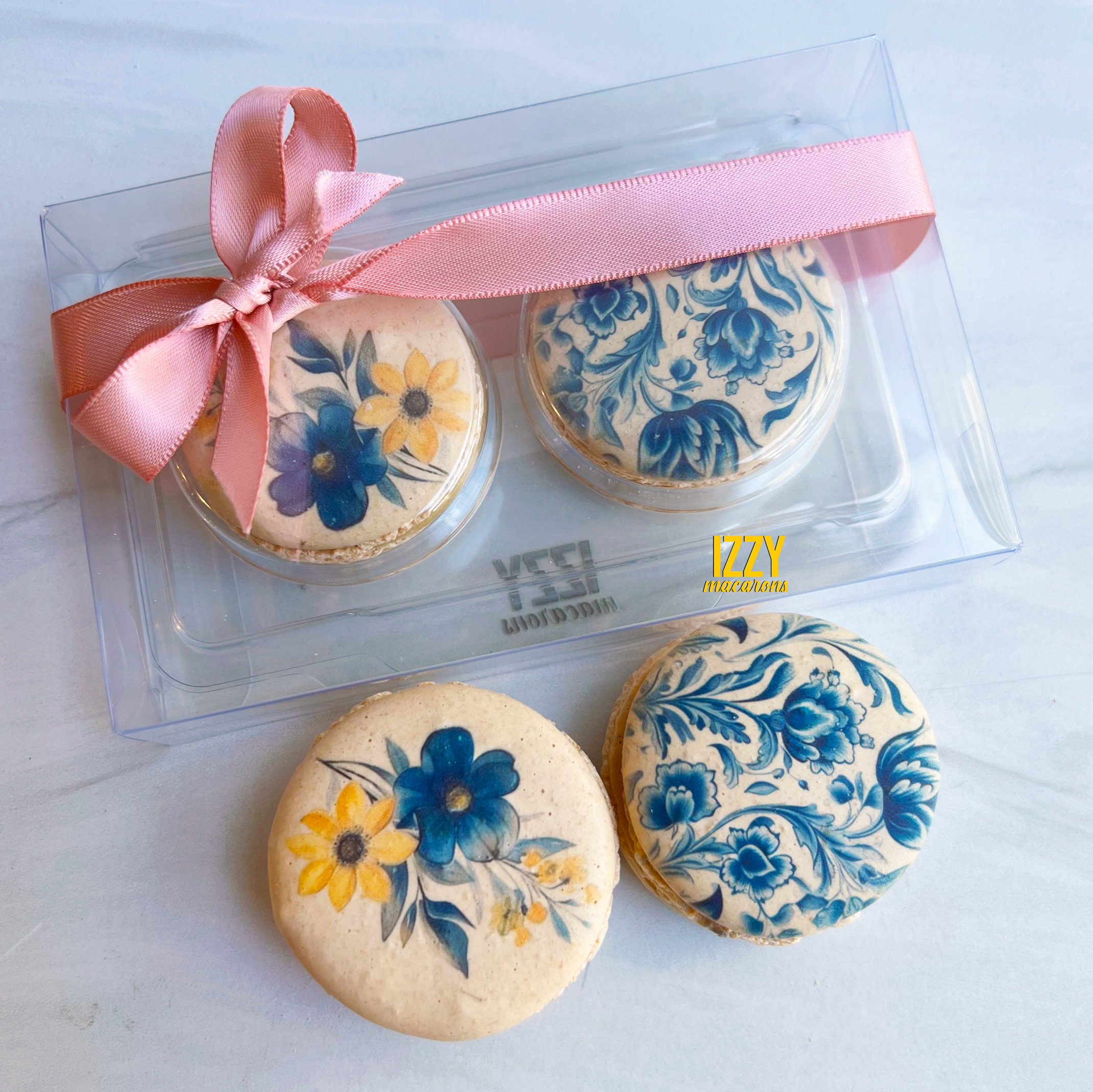 2 Macarons - Clear Customized Party Favor - Flat Package