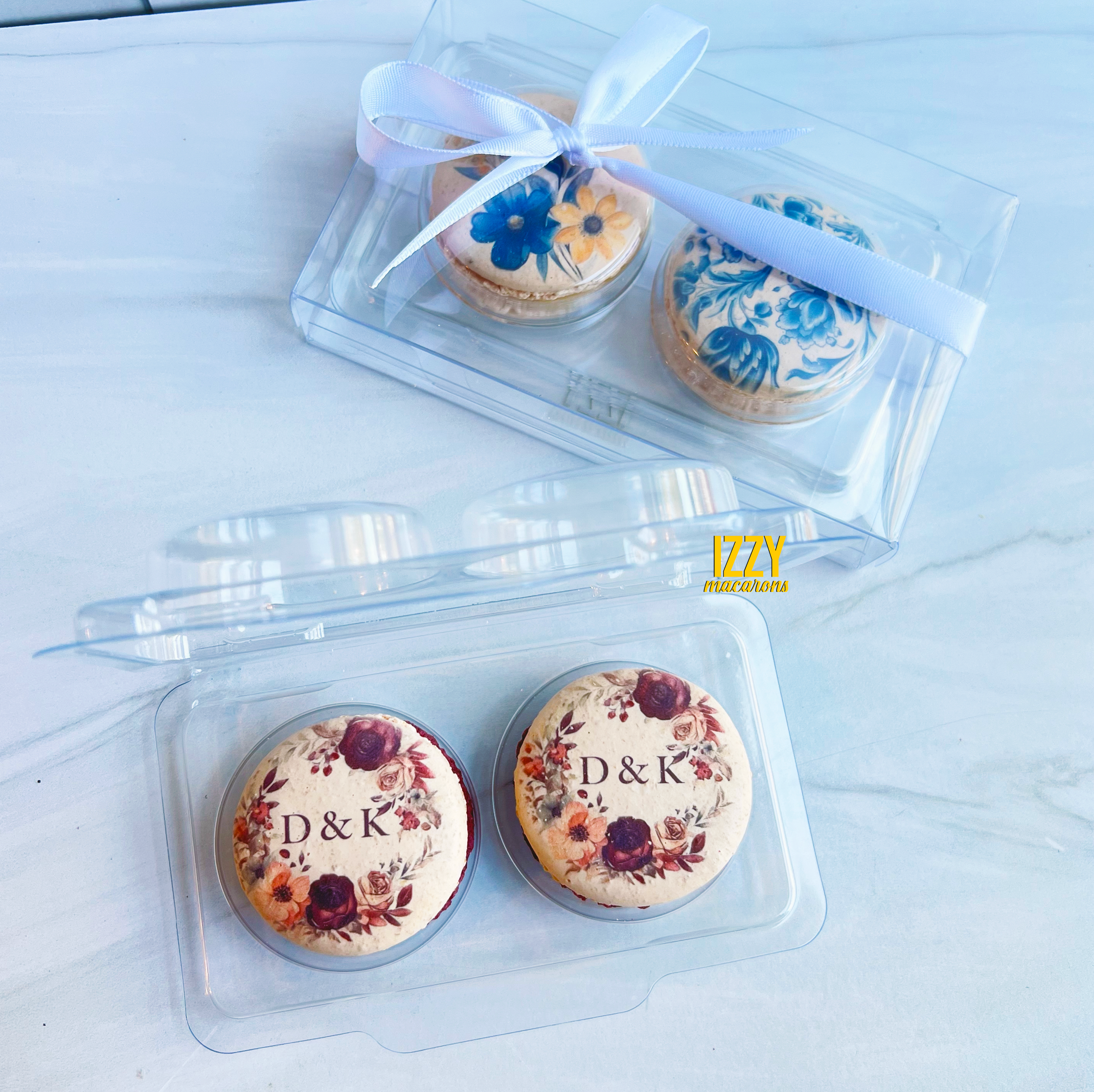 2 Macarons - Clear Customized Party Favor - Flat Package