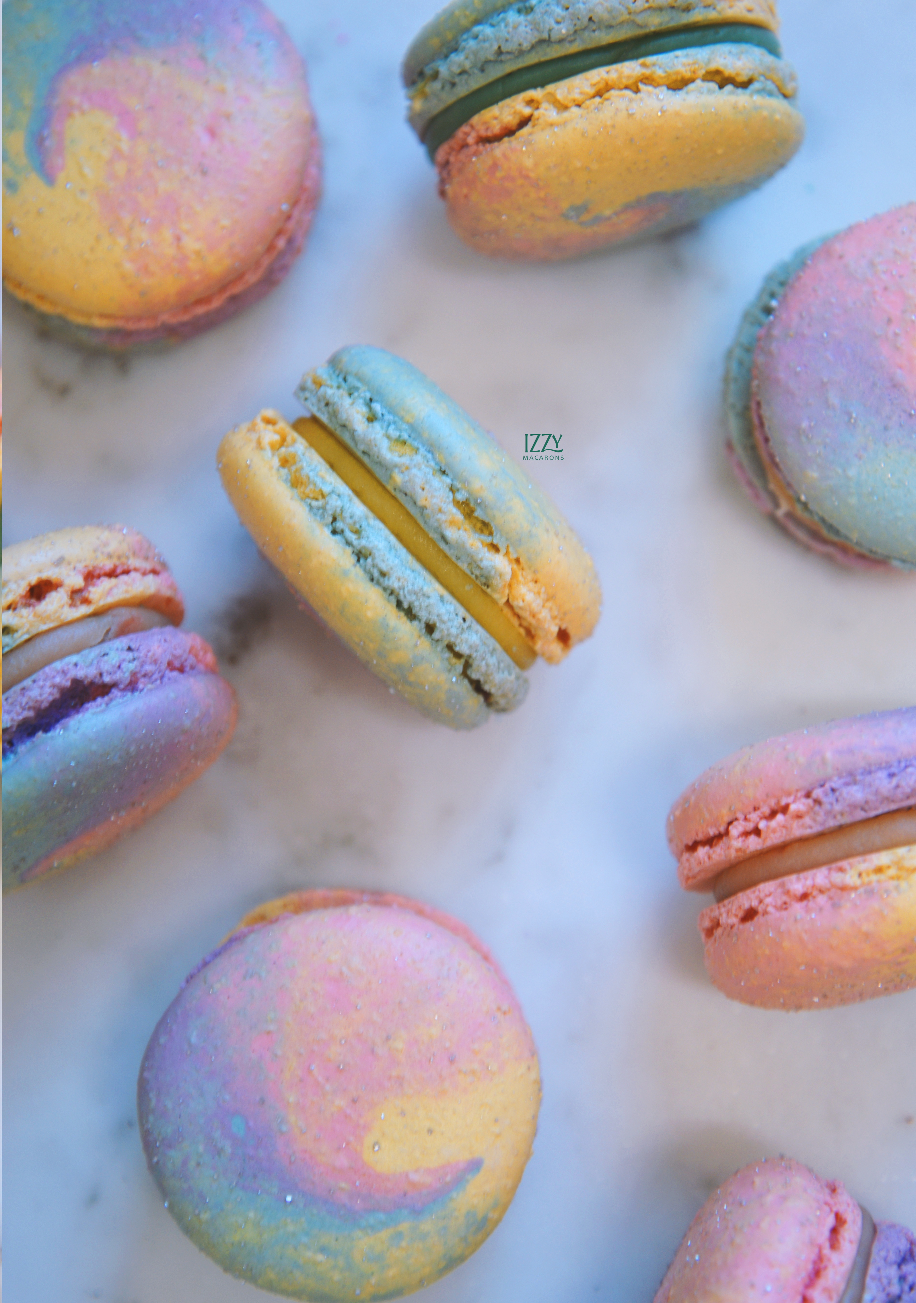 Swirl Pastel Color French Macarons
