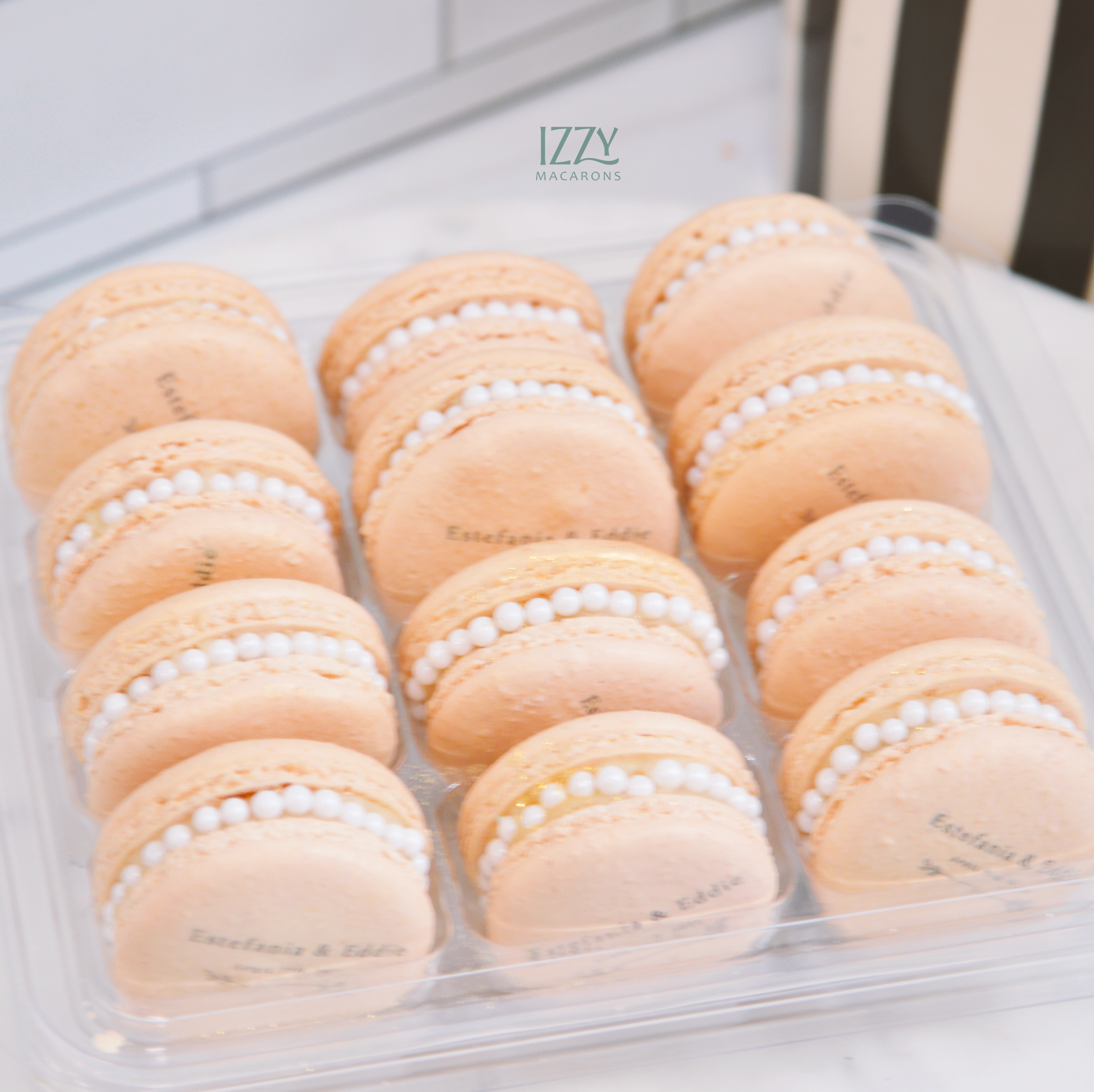 Pearl Macarons w/ name