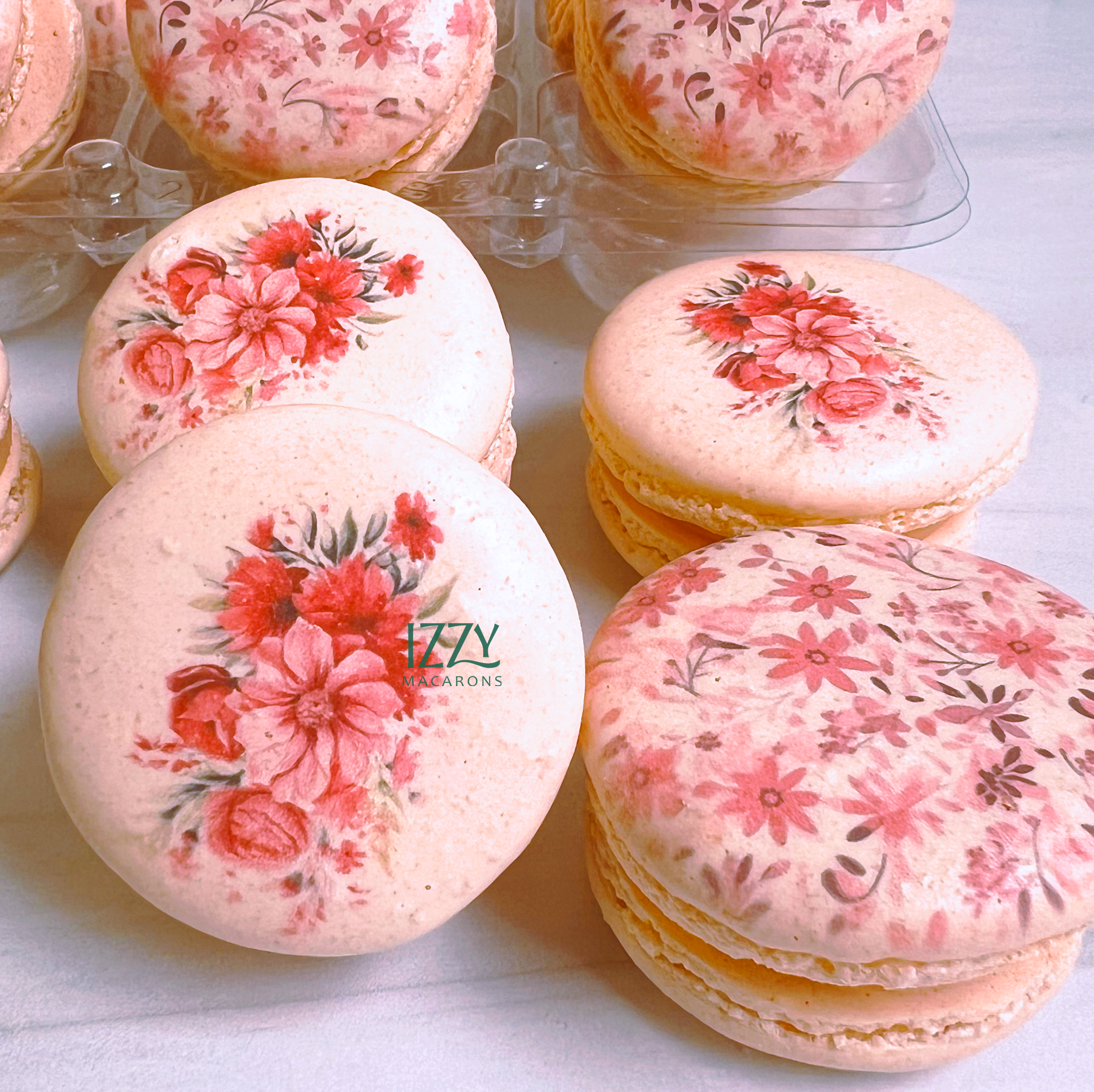 Pink Flowers Macarons