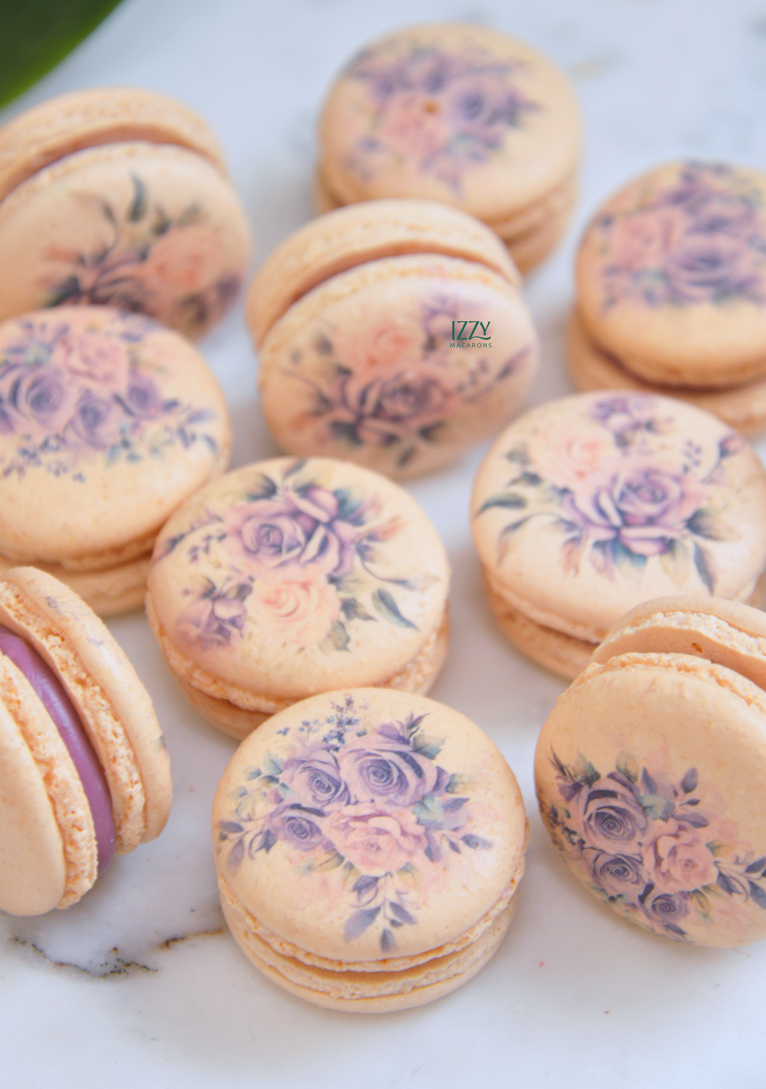 Purple Roses Macarons