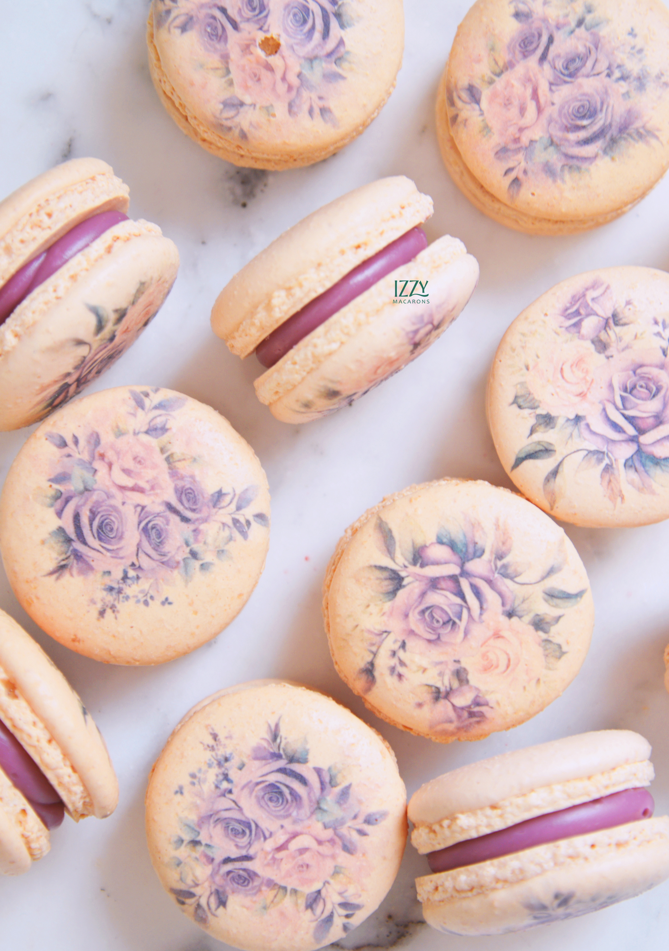 Purple Roses Macarons