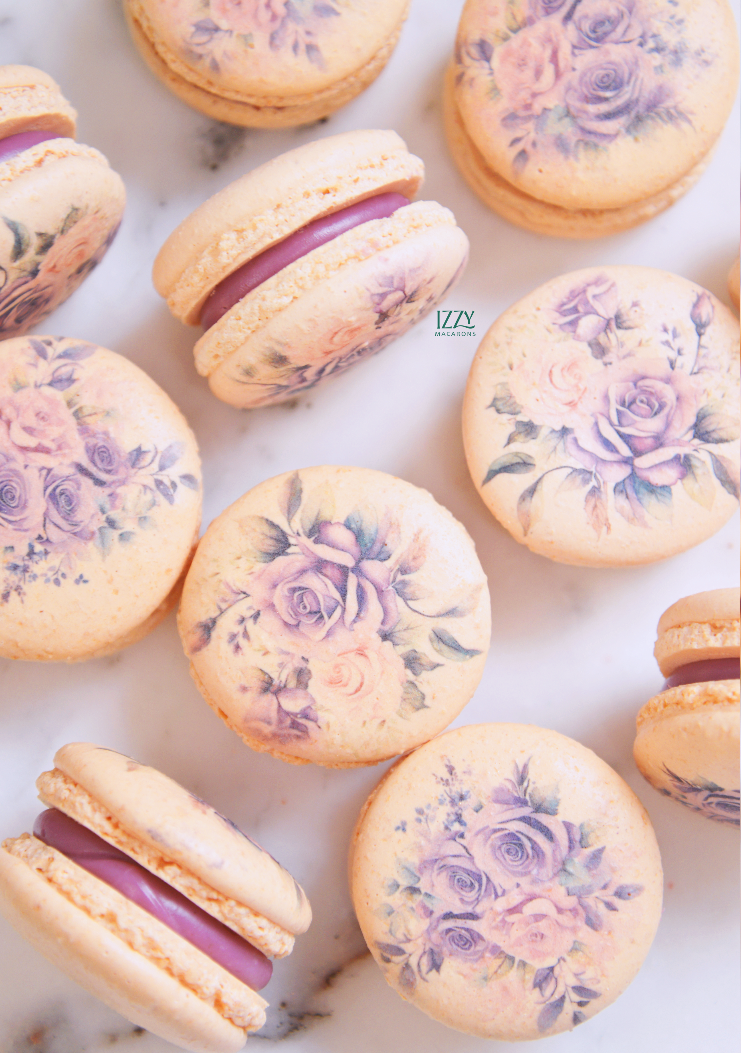 Purple Roses Macarons