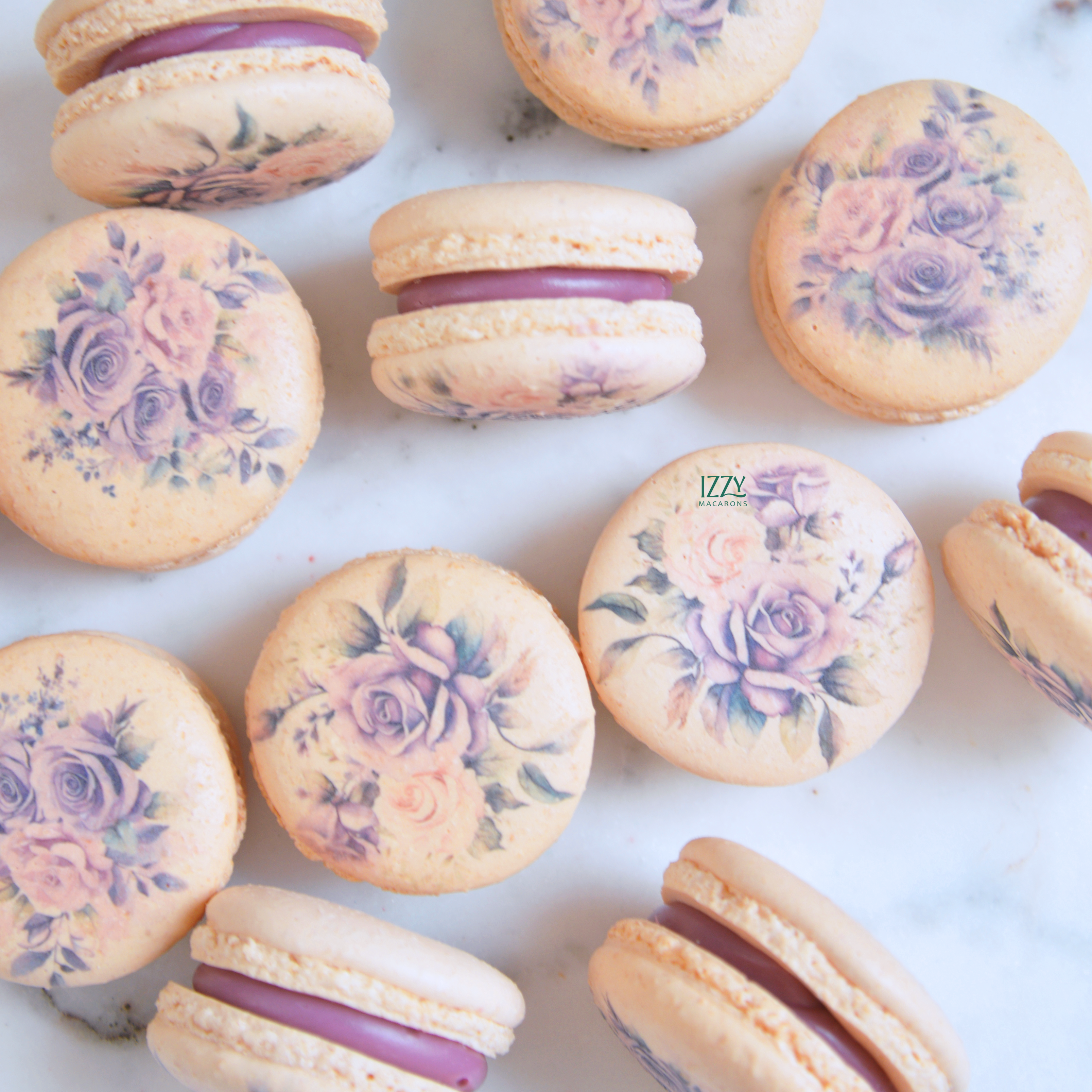 Purple Roses Macarons