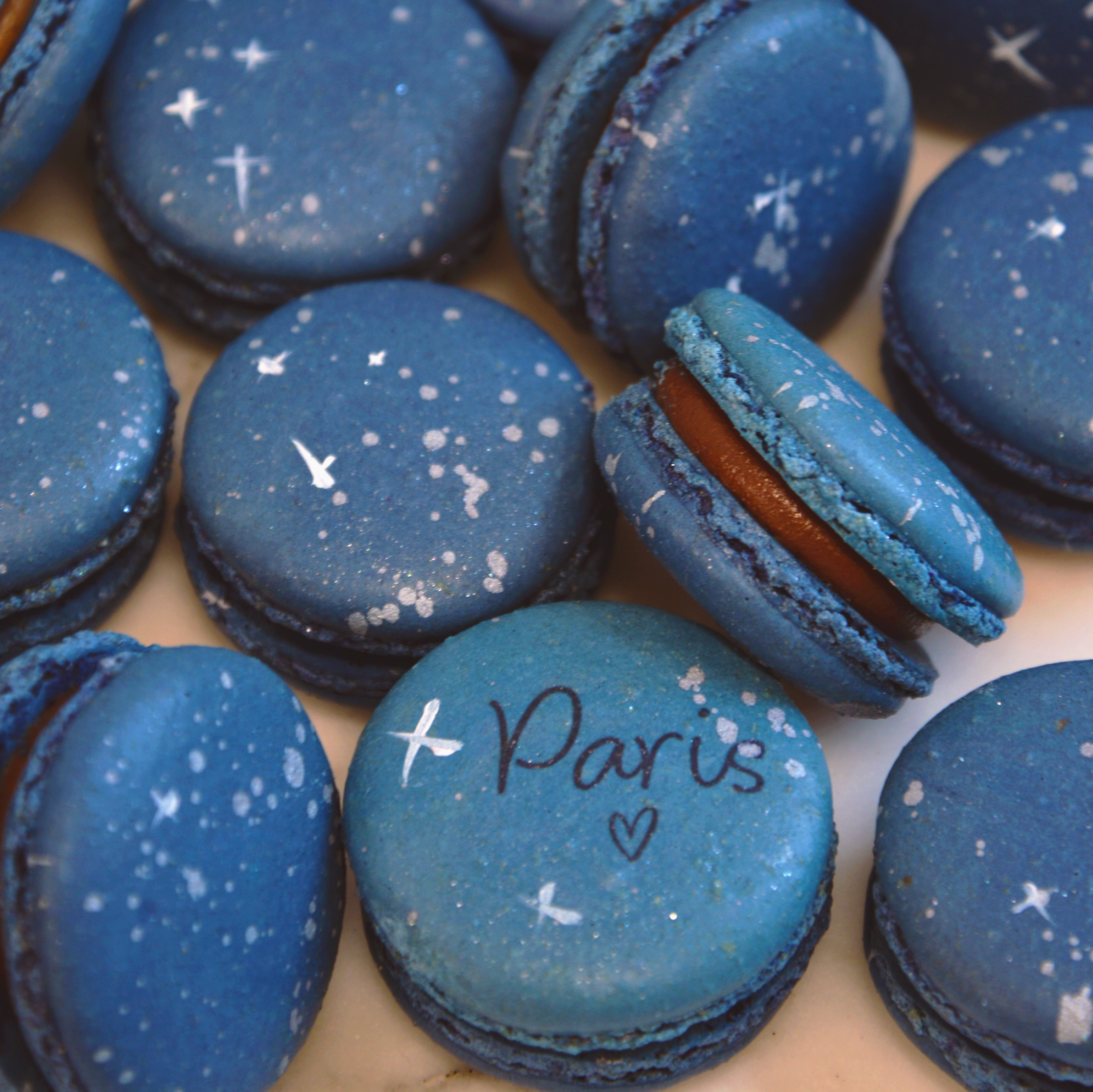 Starry Night Macarons - Navy blue with Silver