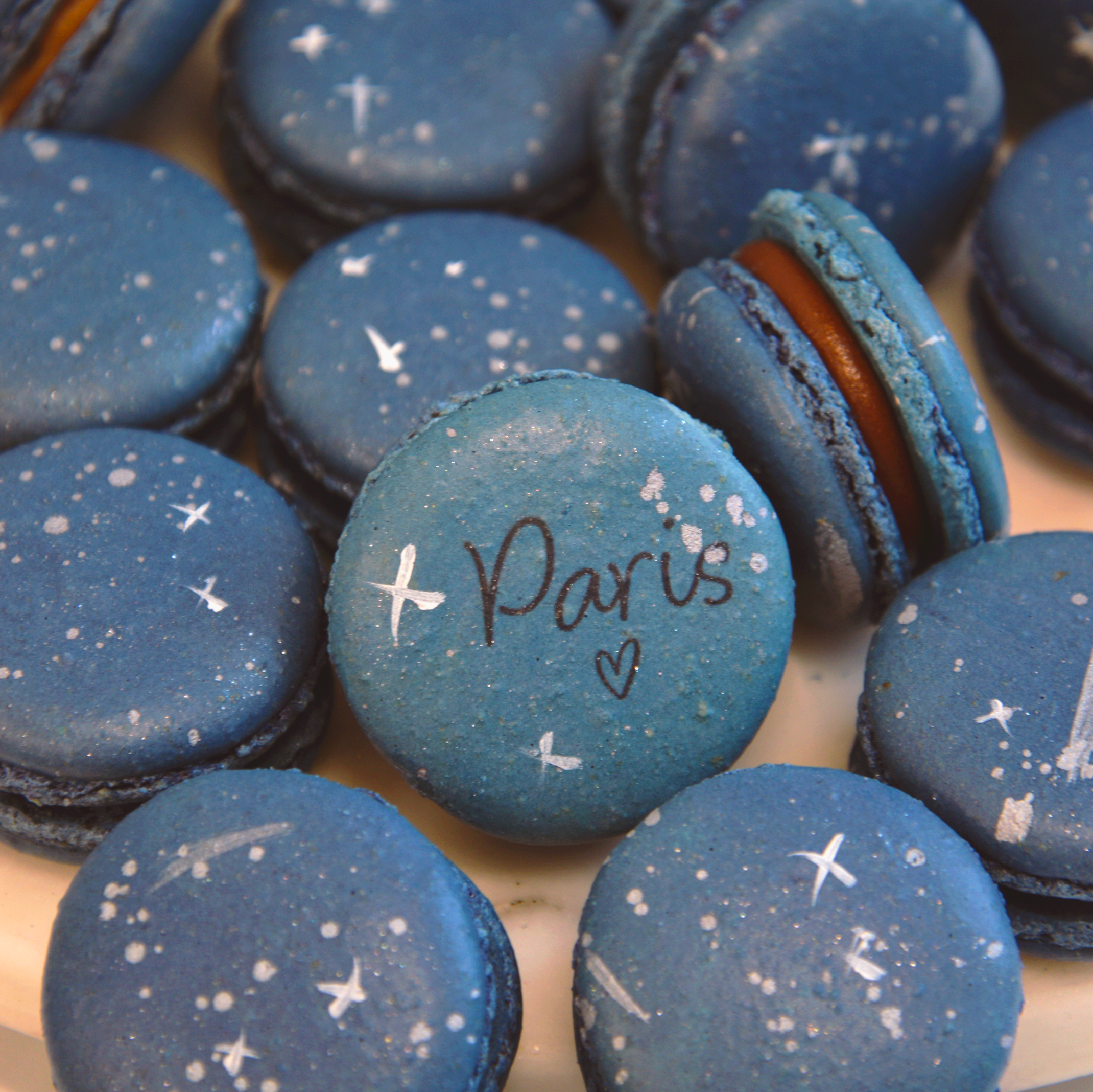 Starry Night Macarons - Navy blue with Silver