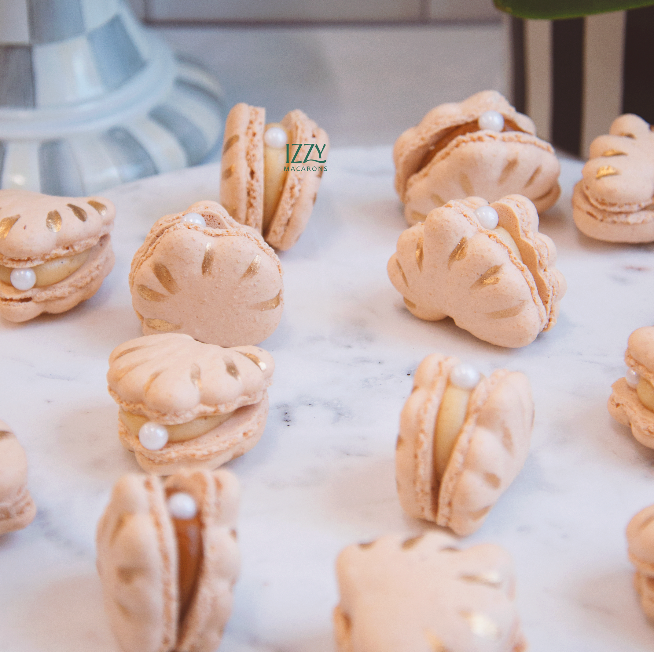 White Seashell Macarons