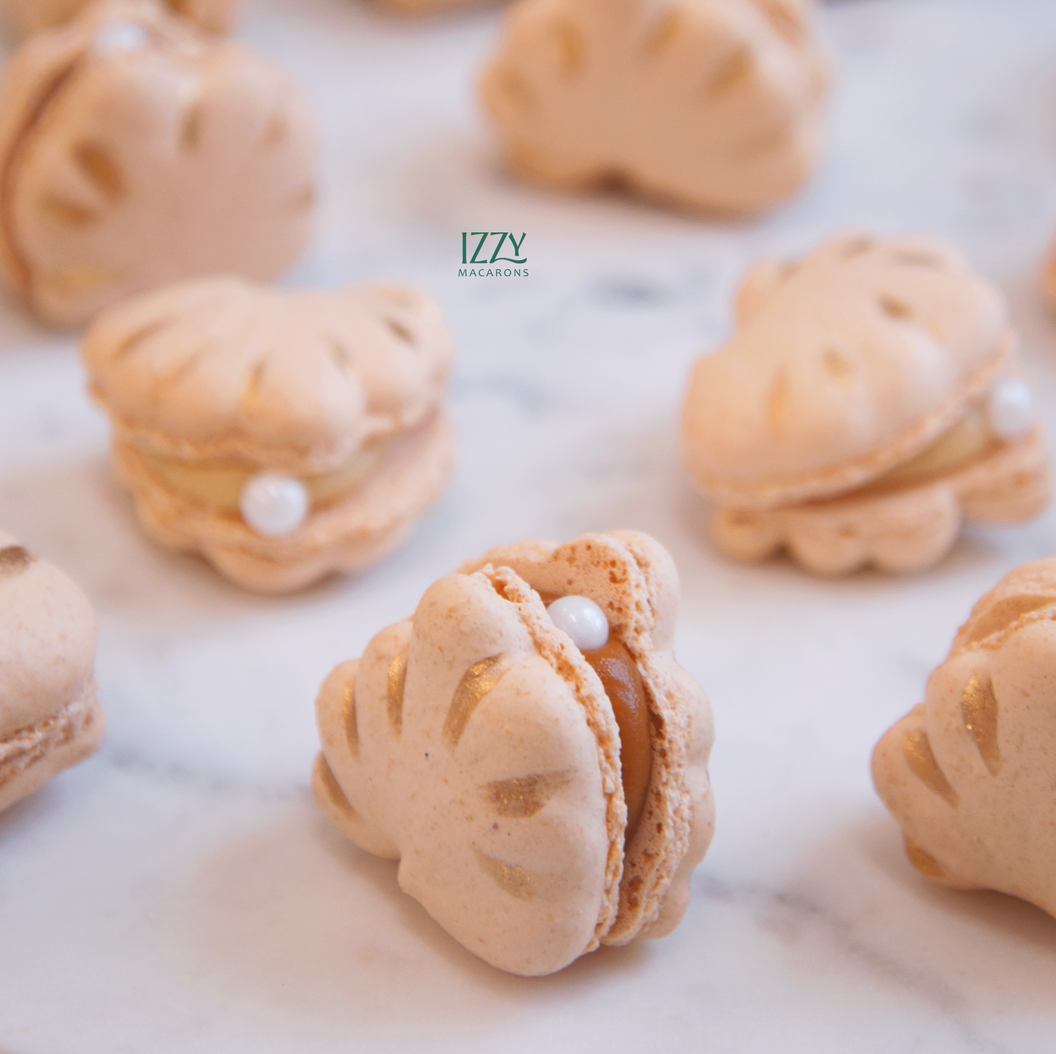 White Seashell Macarons