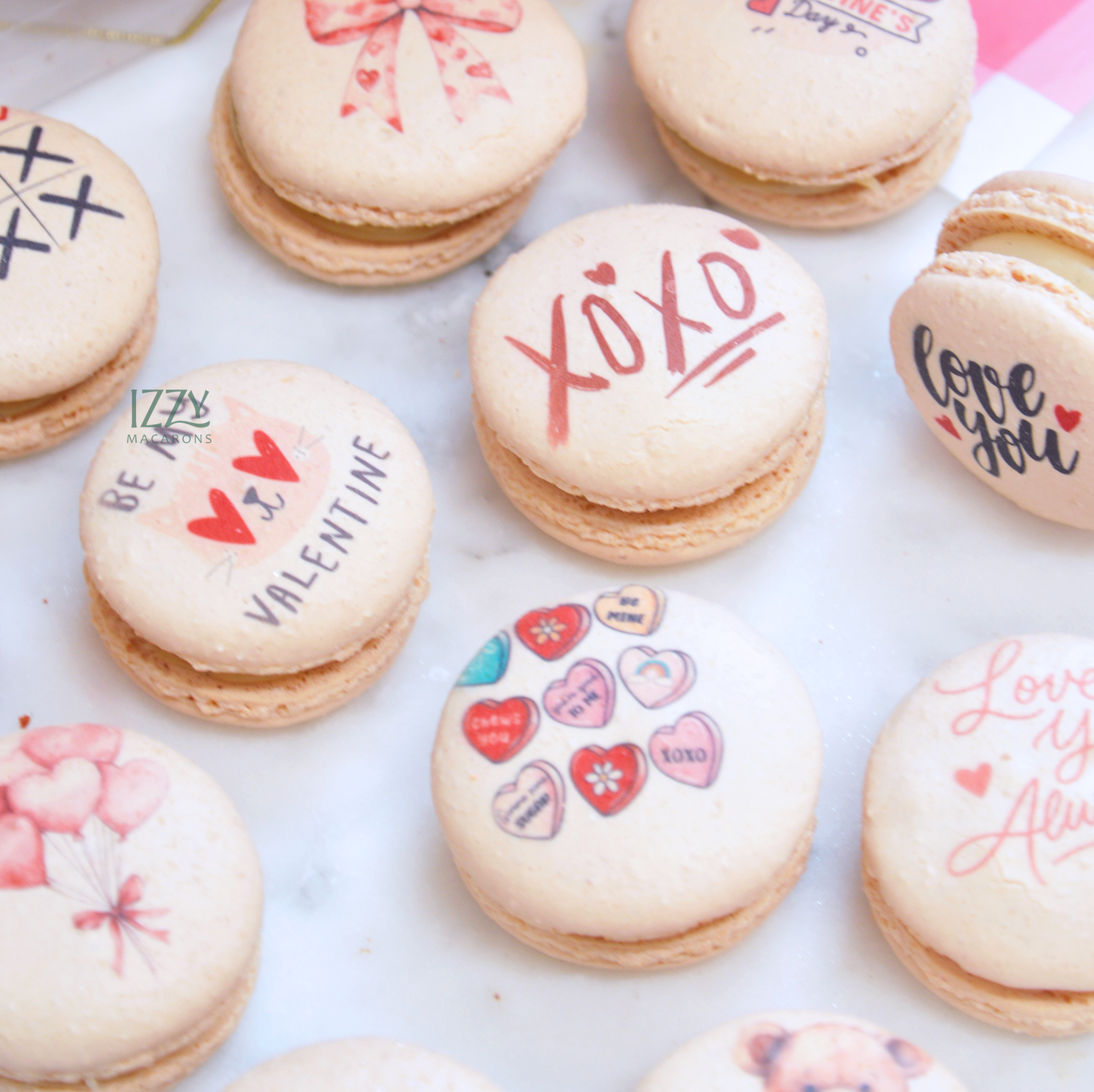 Vanilla Valentine's Prints French Macarons