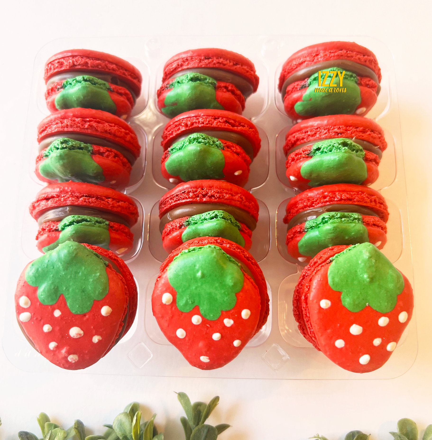 Strawberry Shaped Macarons - Izzy Macarons