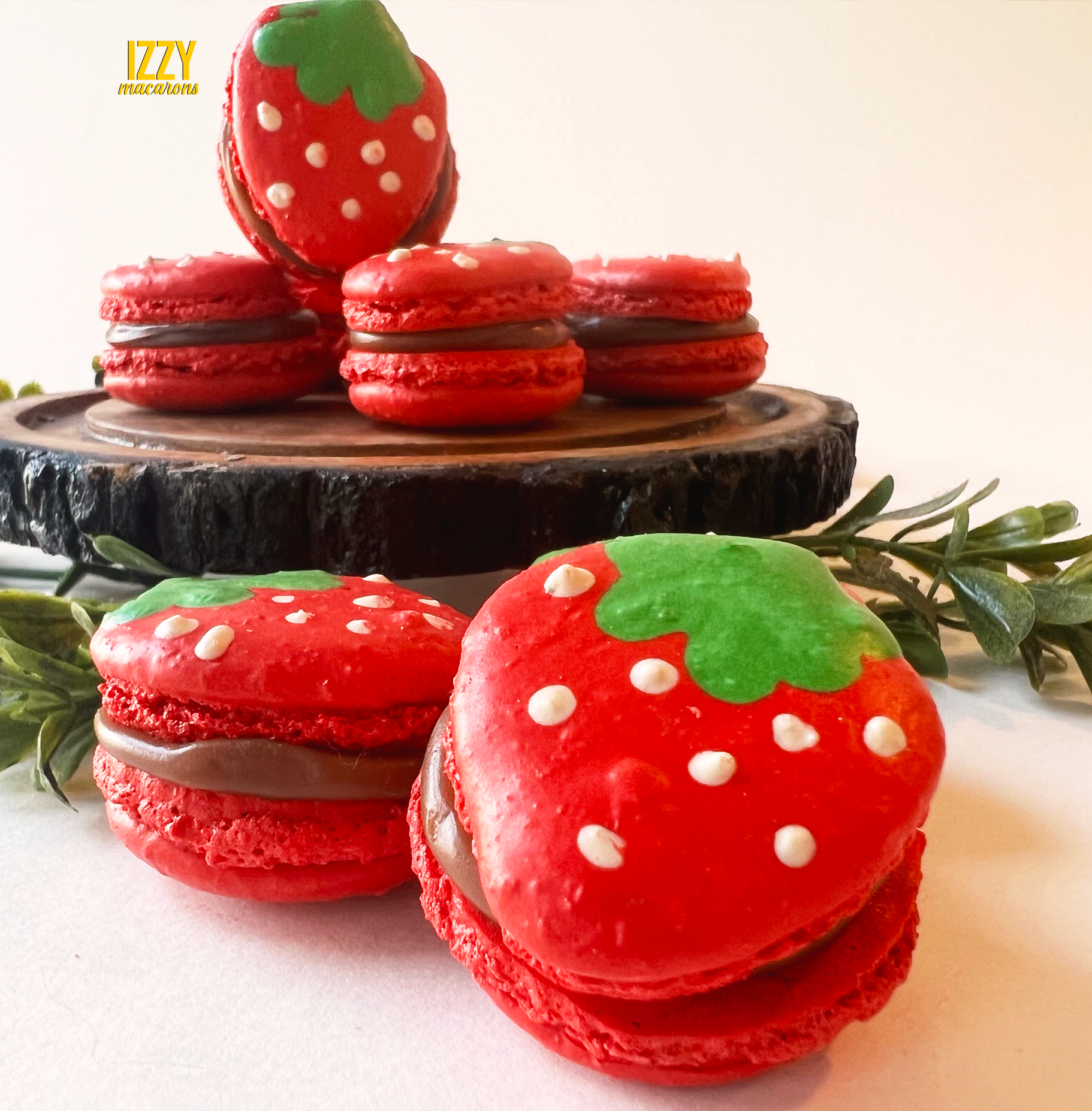 Strawberry Shaped Macarons - Izzy Macarons
