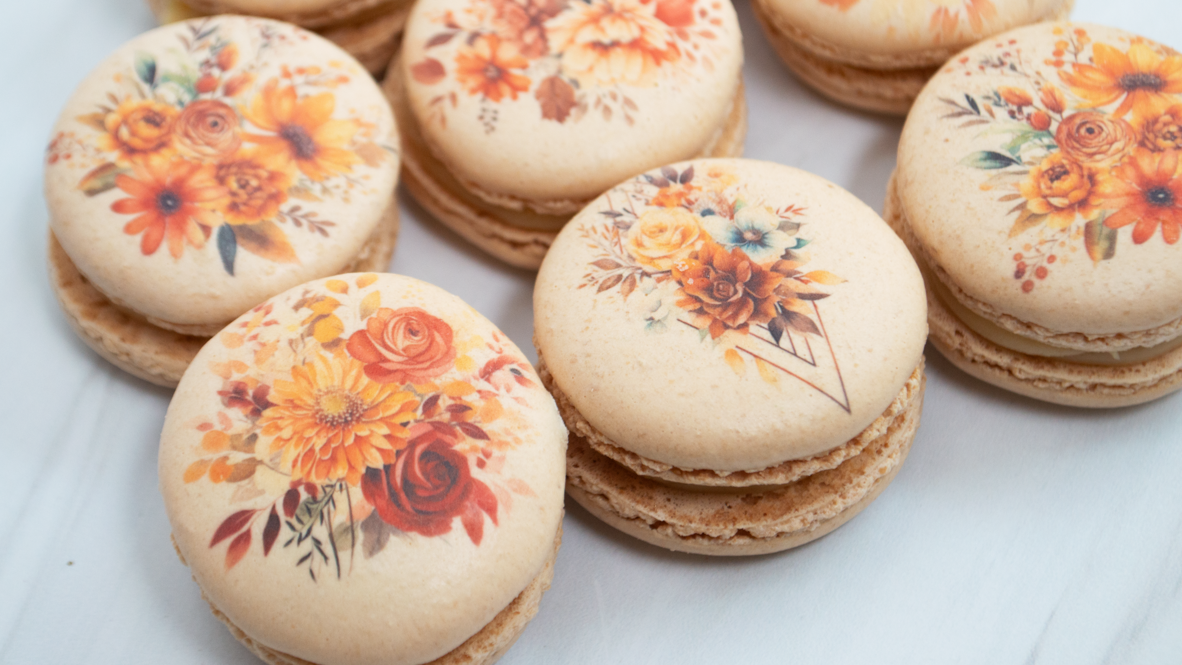 Fall/Autumn Flowers Macarons