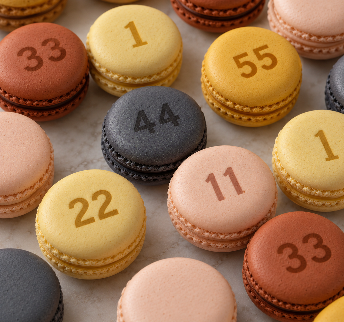 1000 Macarons - Jakafi Numbers + "I" in the back - Delivery December 10th - Overnight Included