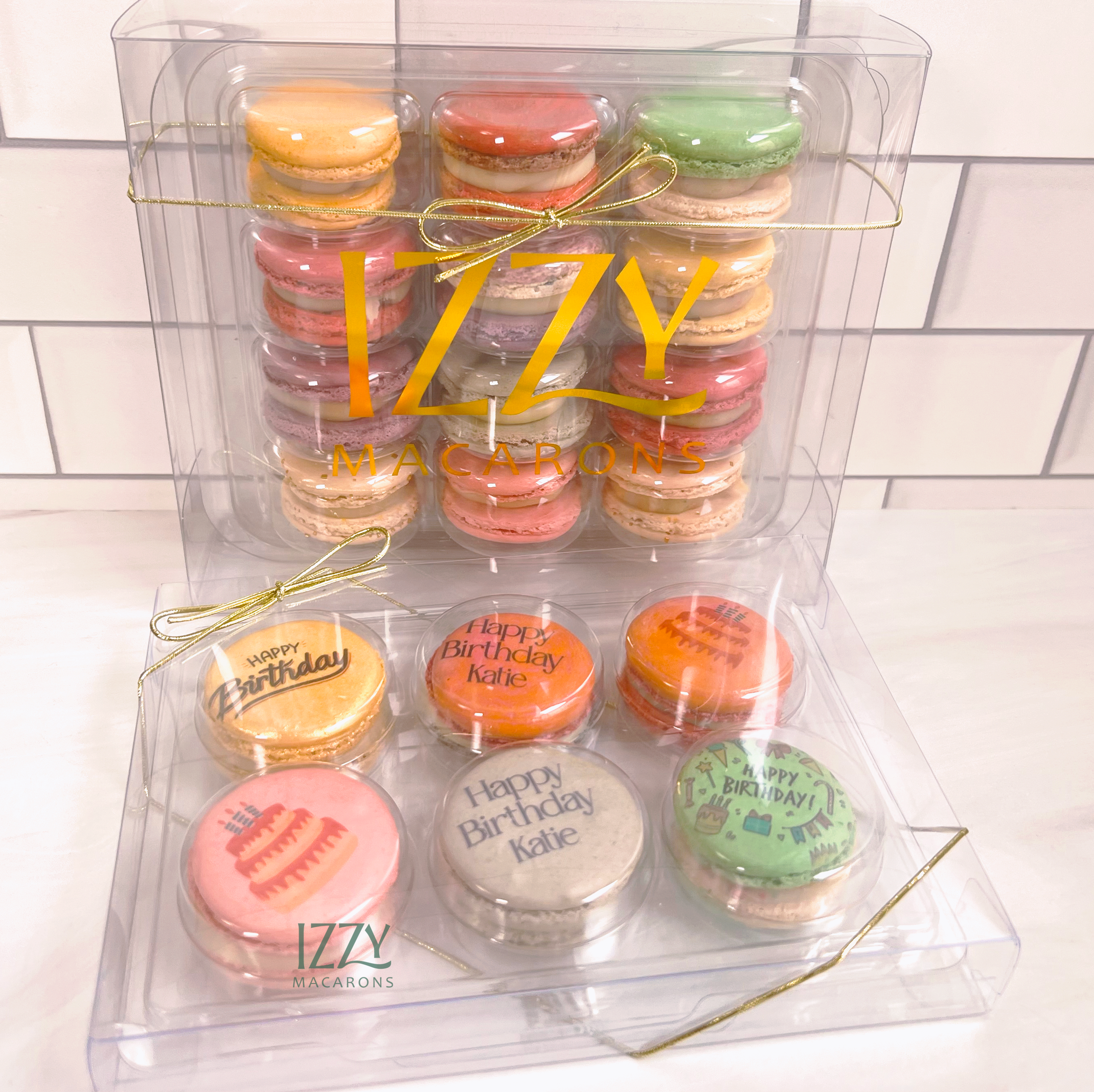 Pink Happy Birthday - Customized French Macarons