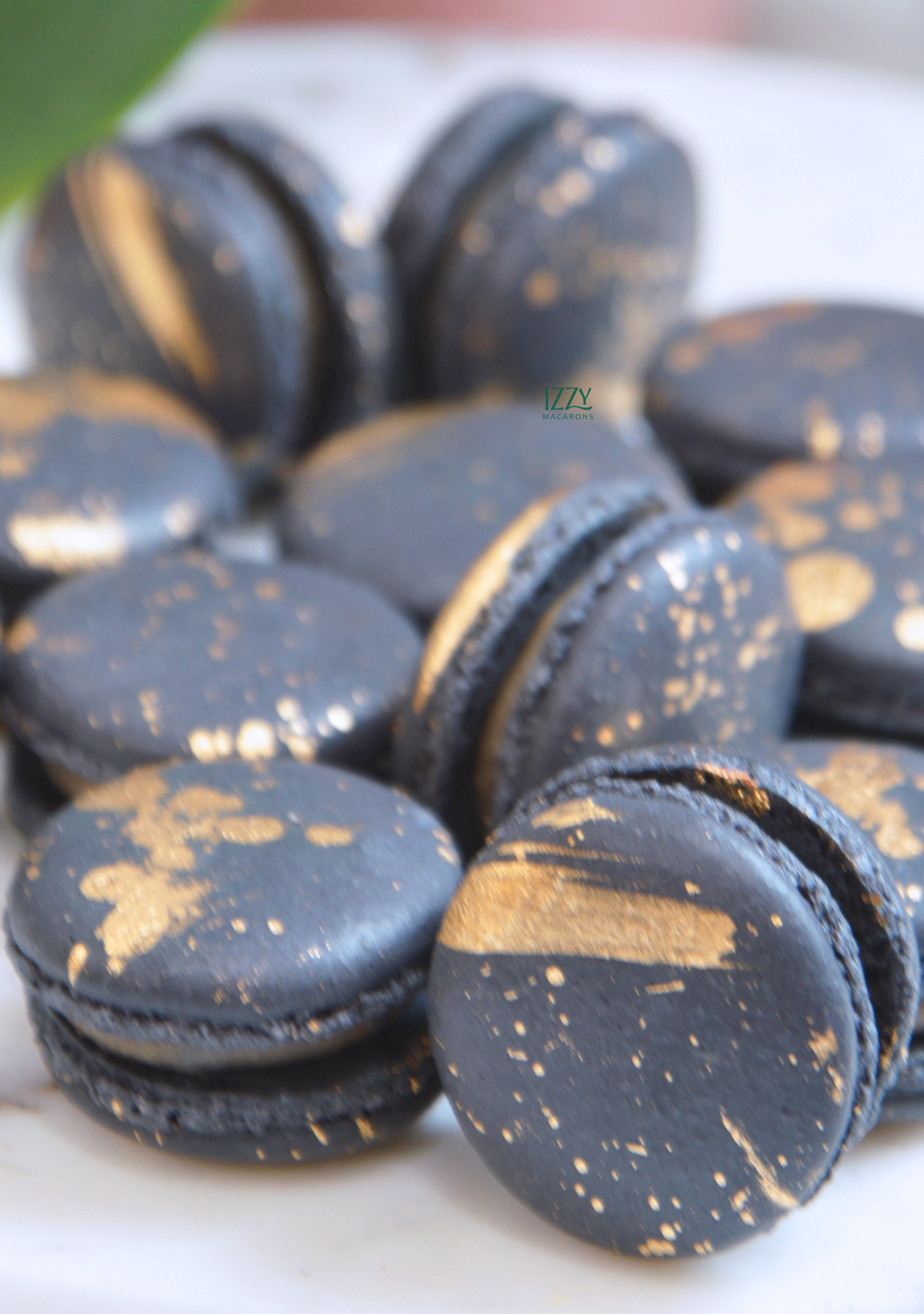 Black Macarons - With Gold Splash