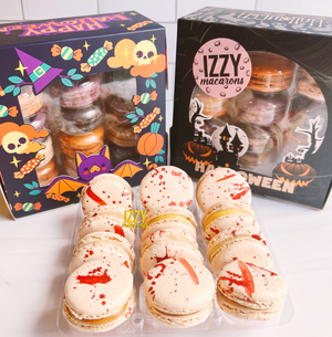 Blood Splash Macarons  - Halloween Macarons - Izzy Macarons