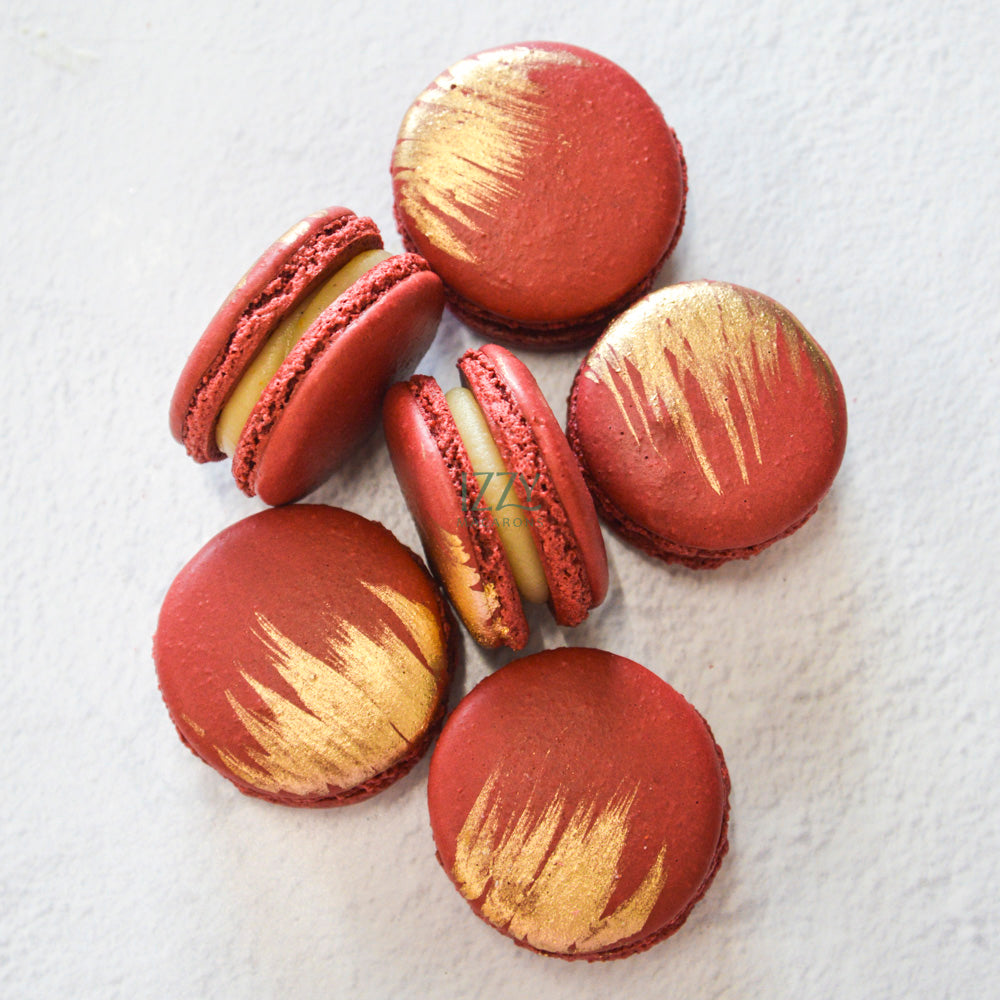 Burgundy Macarons - With Gold