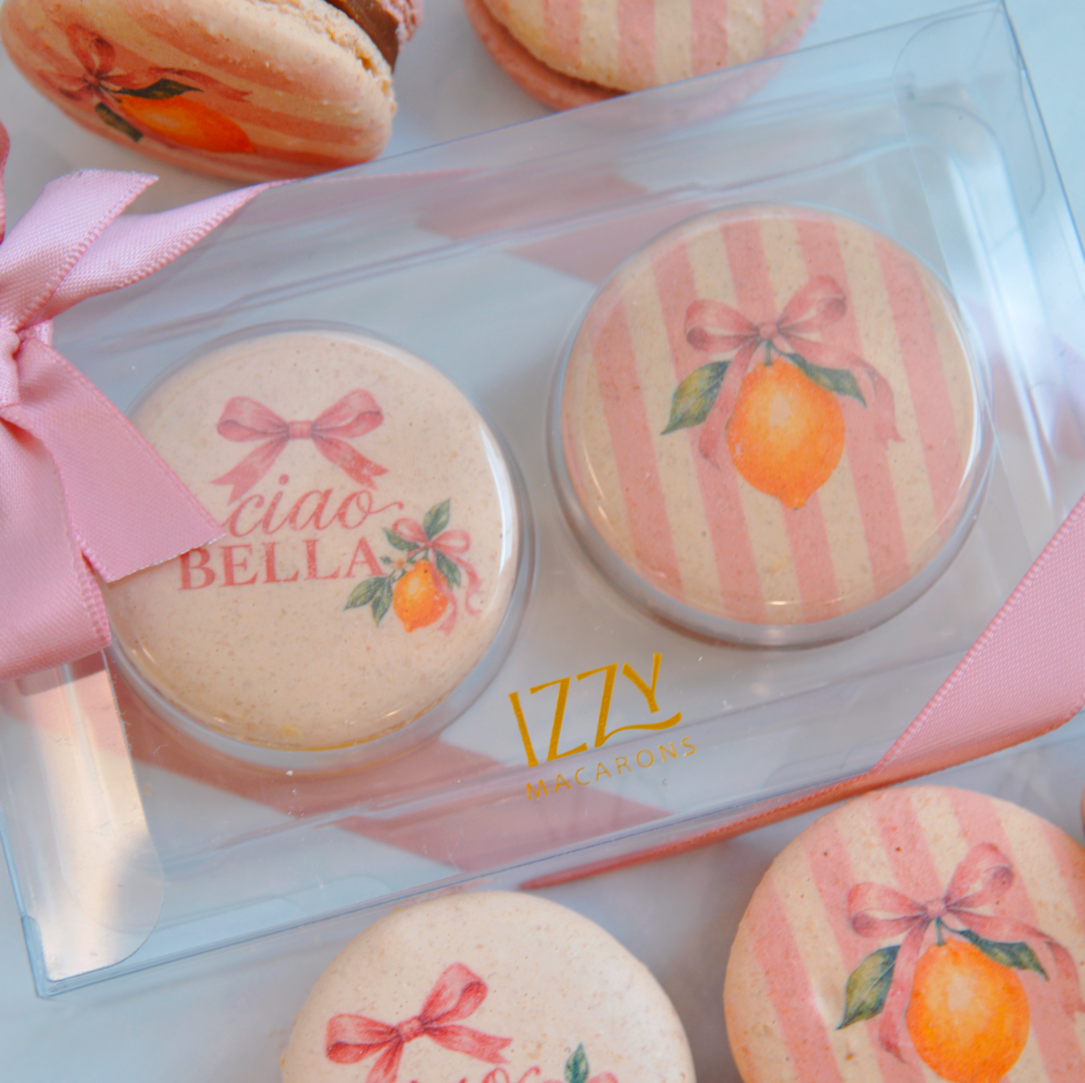 2 Macarons - Clear Customized Party Favor - Flat Package
