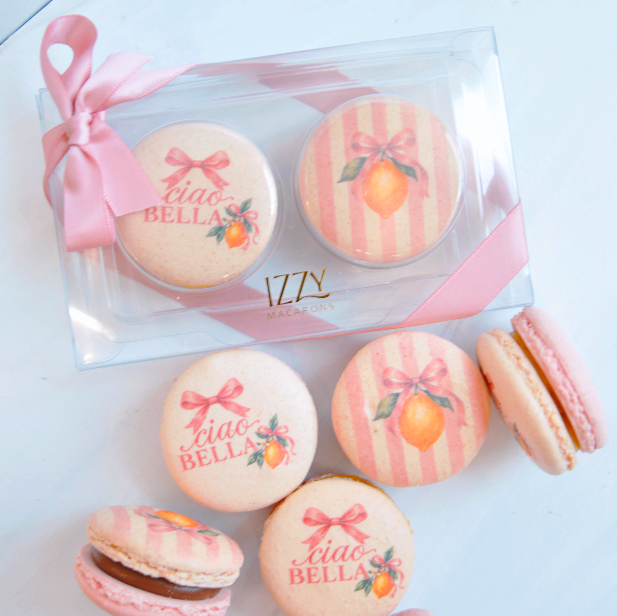 2 Macarons - Clear Customized Party Favor - Flat Package