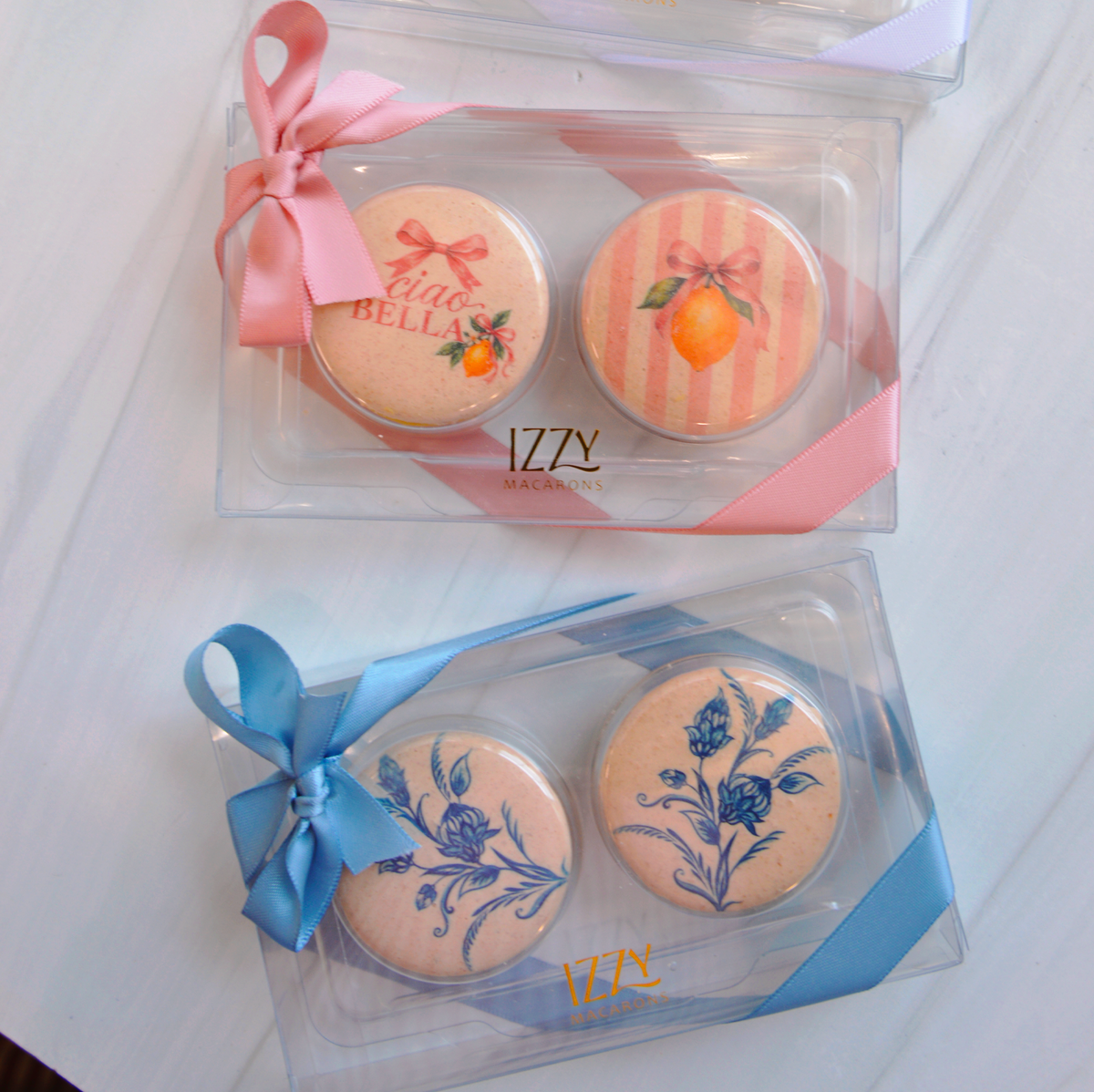2 Macarons - Clear Customized Party Favor - Flat Package