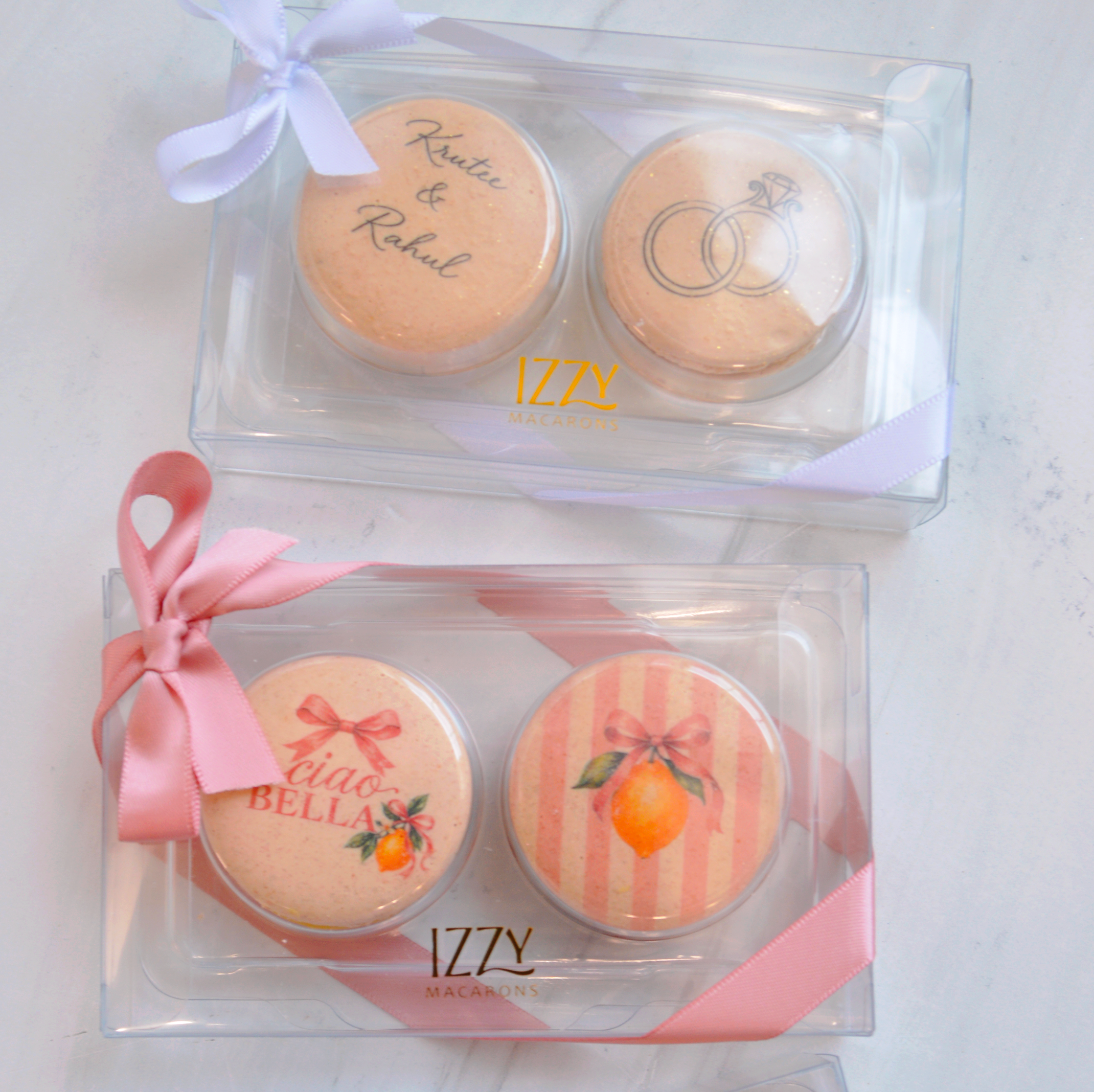 2 Macarons - Clear Customized Party Favor - Flat Package