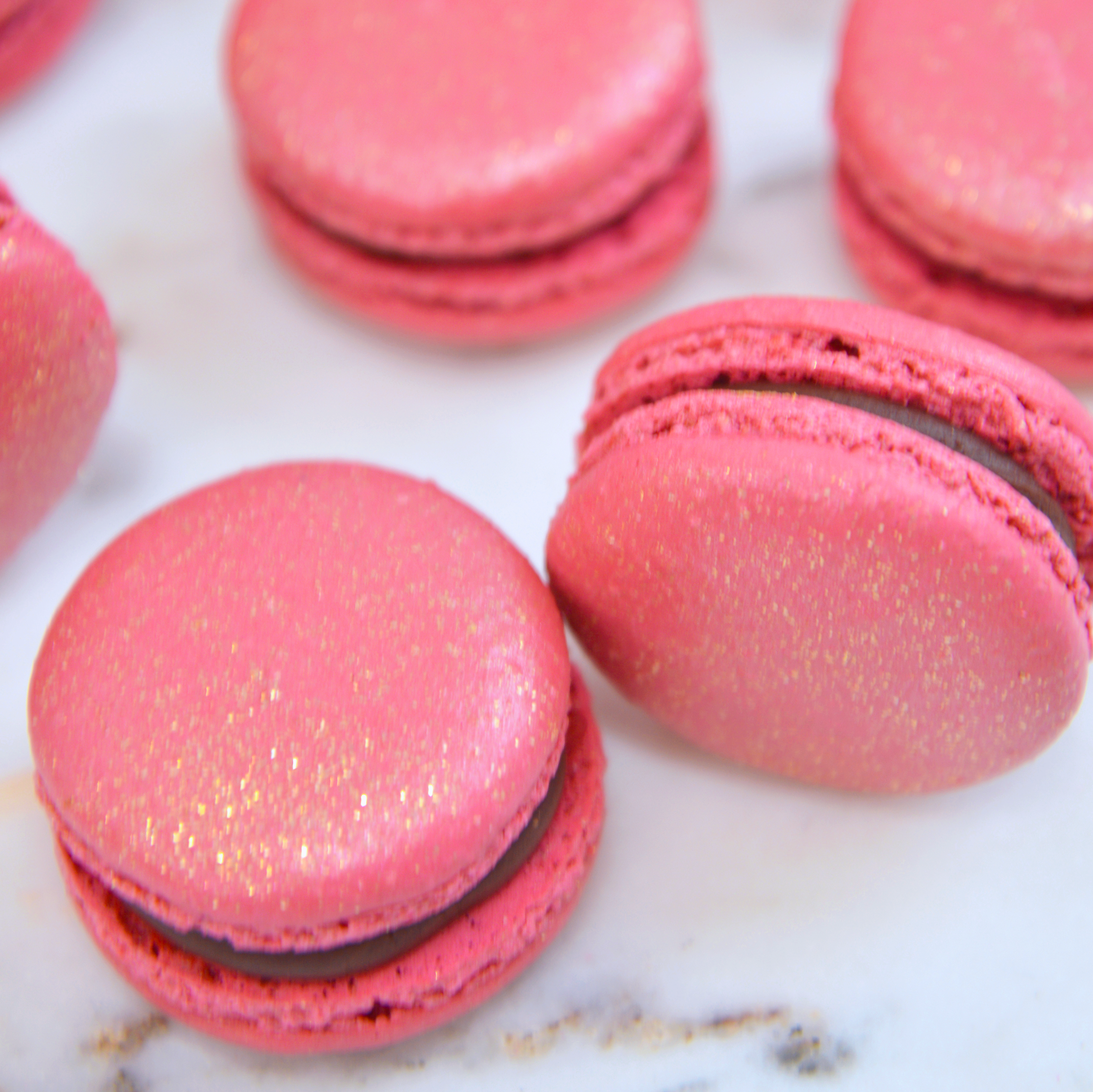 Dark Pink Macarons with Glitter