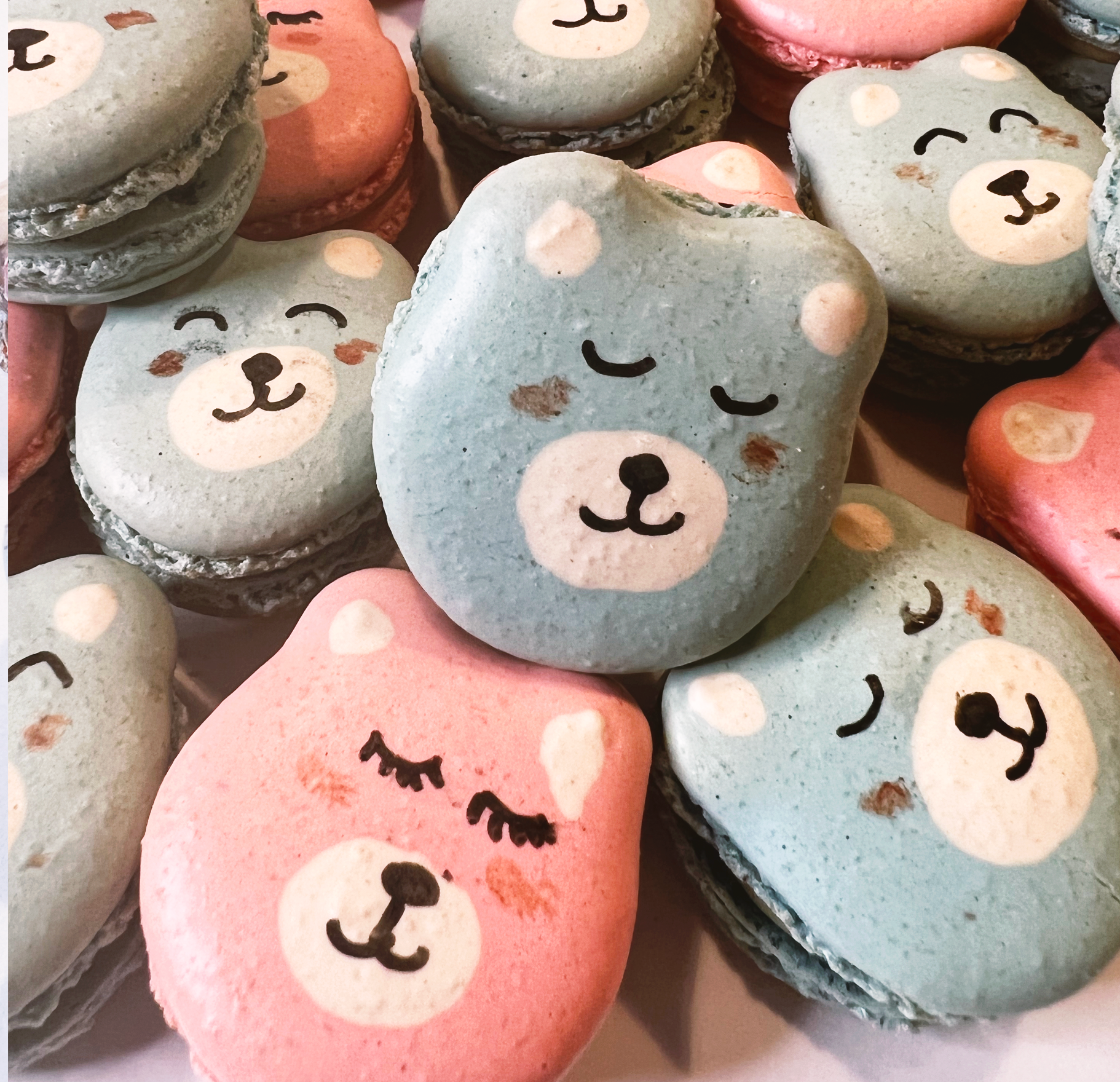 Pink and Blue Teddy Bears Macarons - Izzy Macarons