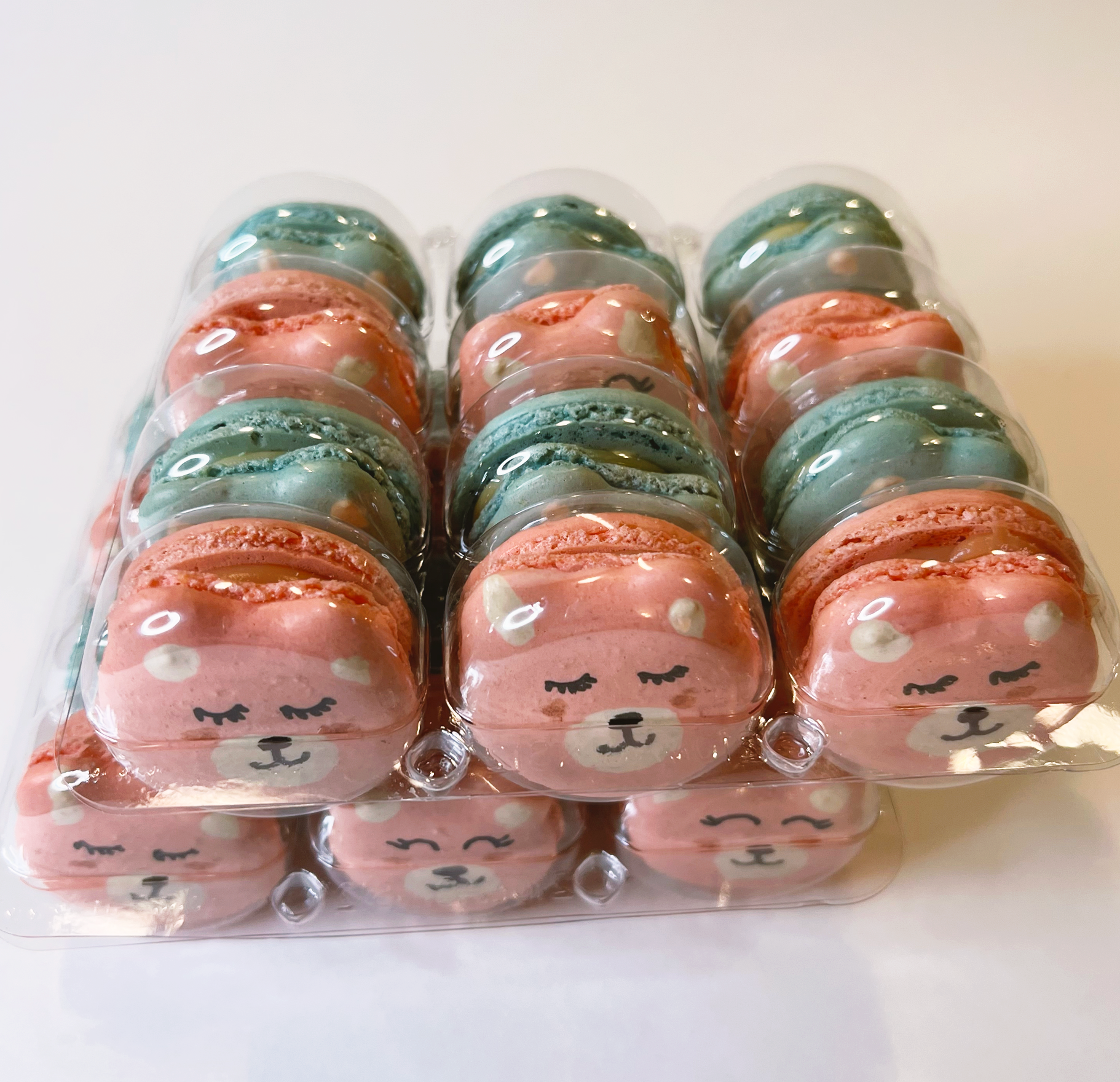 Pink and Blue Teddy Bears Macarons - Izzy Macarons