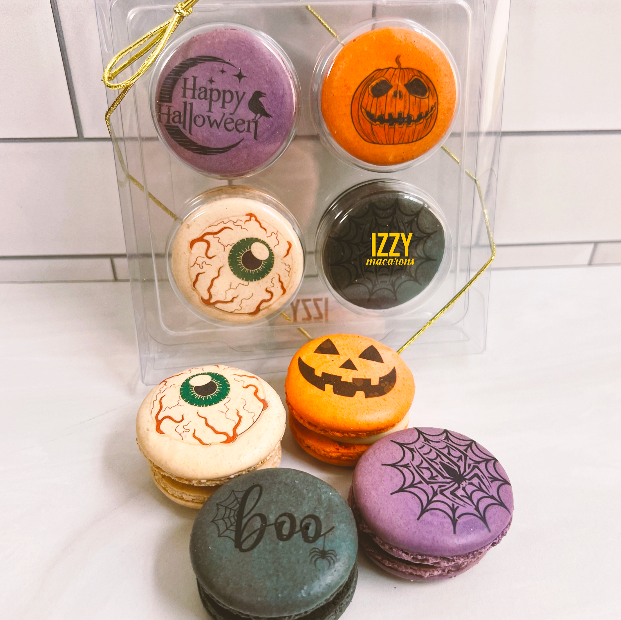 4 Macarons - Customized Party Favor Macarons - Flat Package