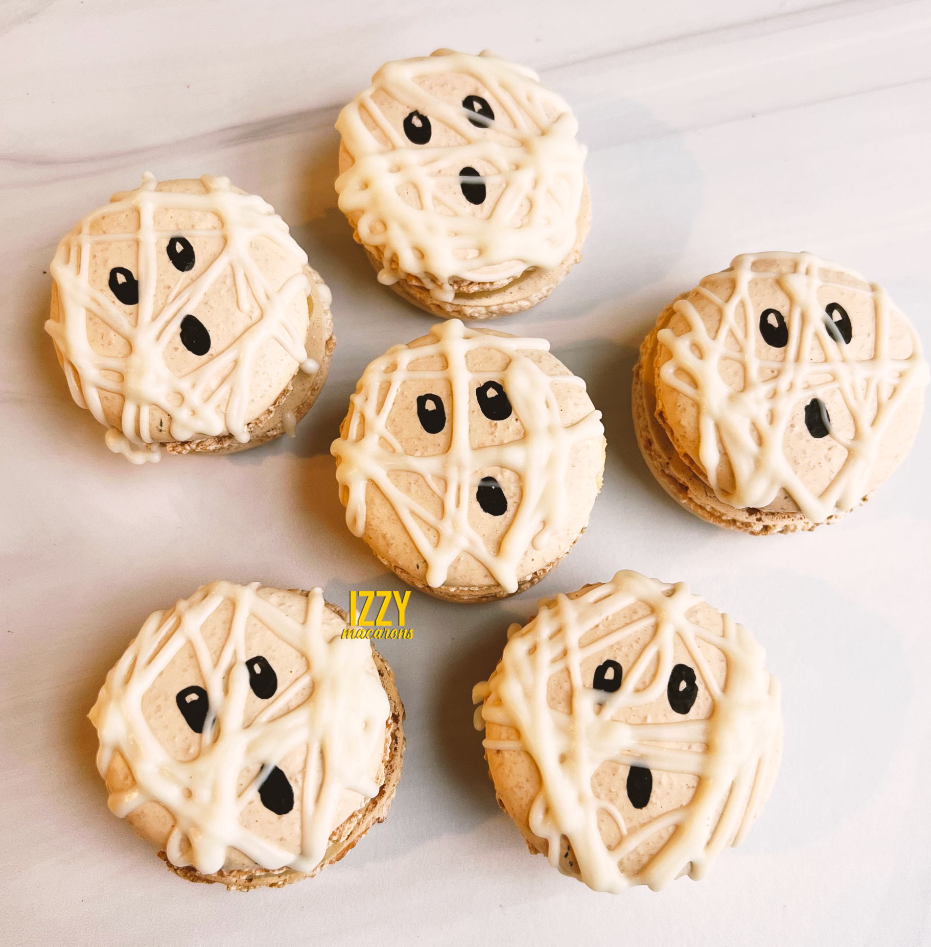 Mummy Macarons - Halloween Macarons - Izzy Macarons