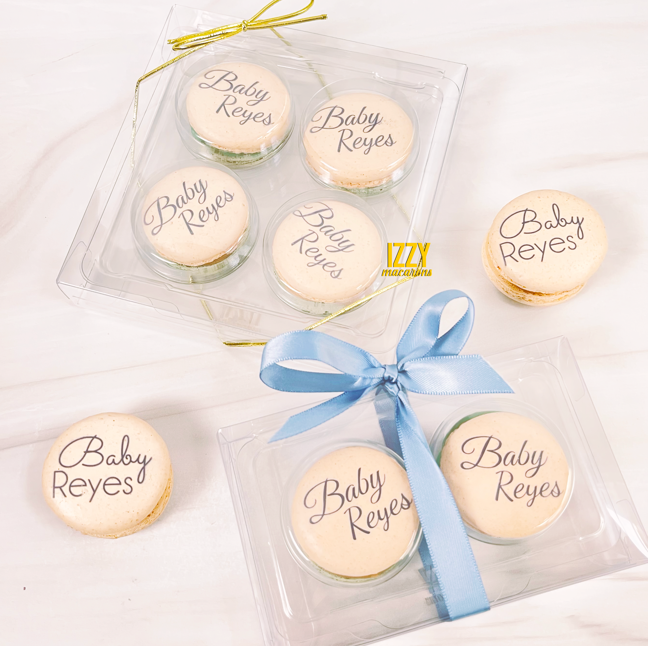 4 Macarons - Customized Party Favor Macarons - Flat Package