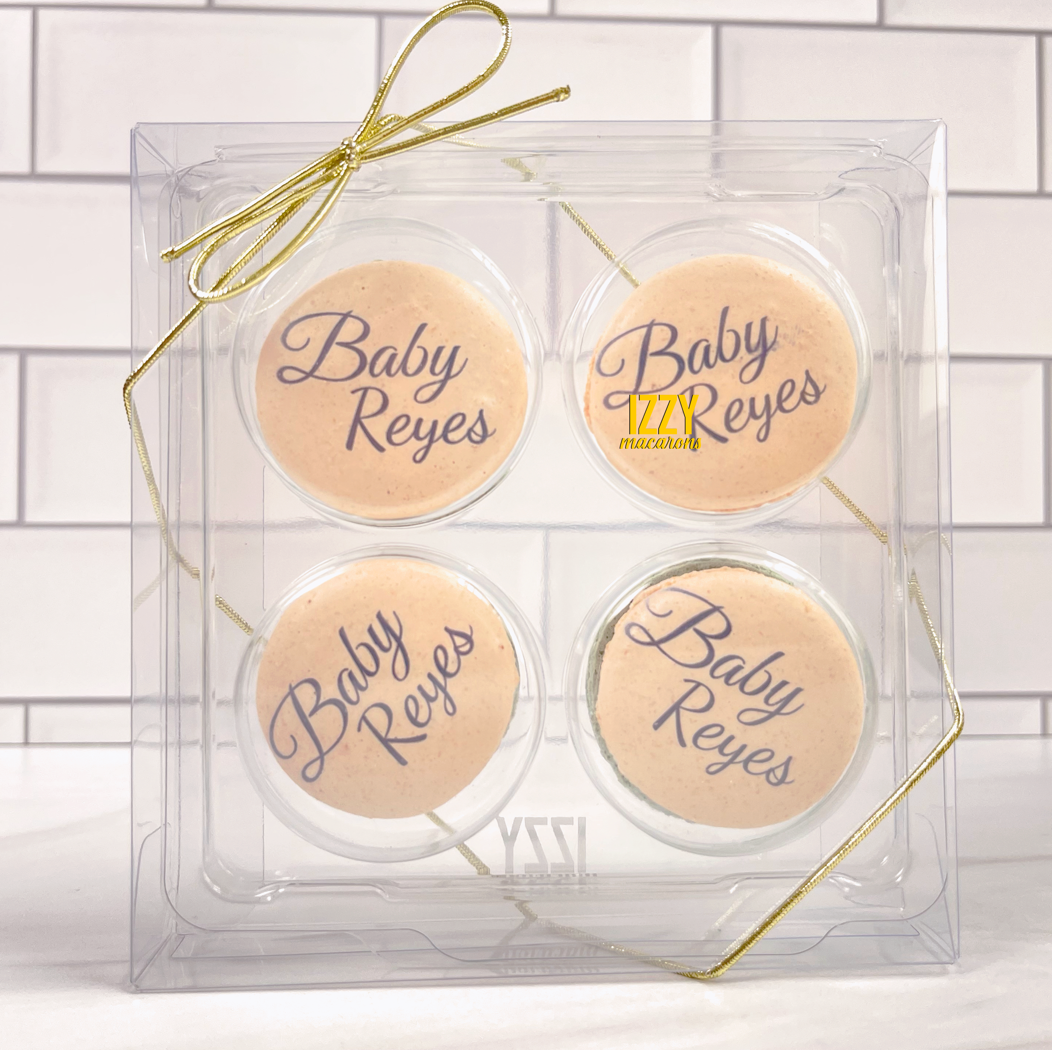 4 Macarons - Customized Party Favor Macarons - Flat Package