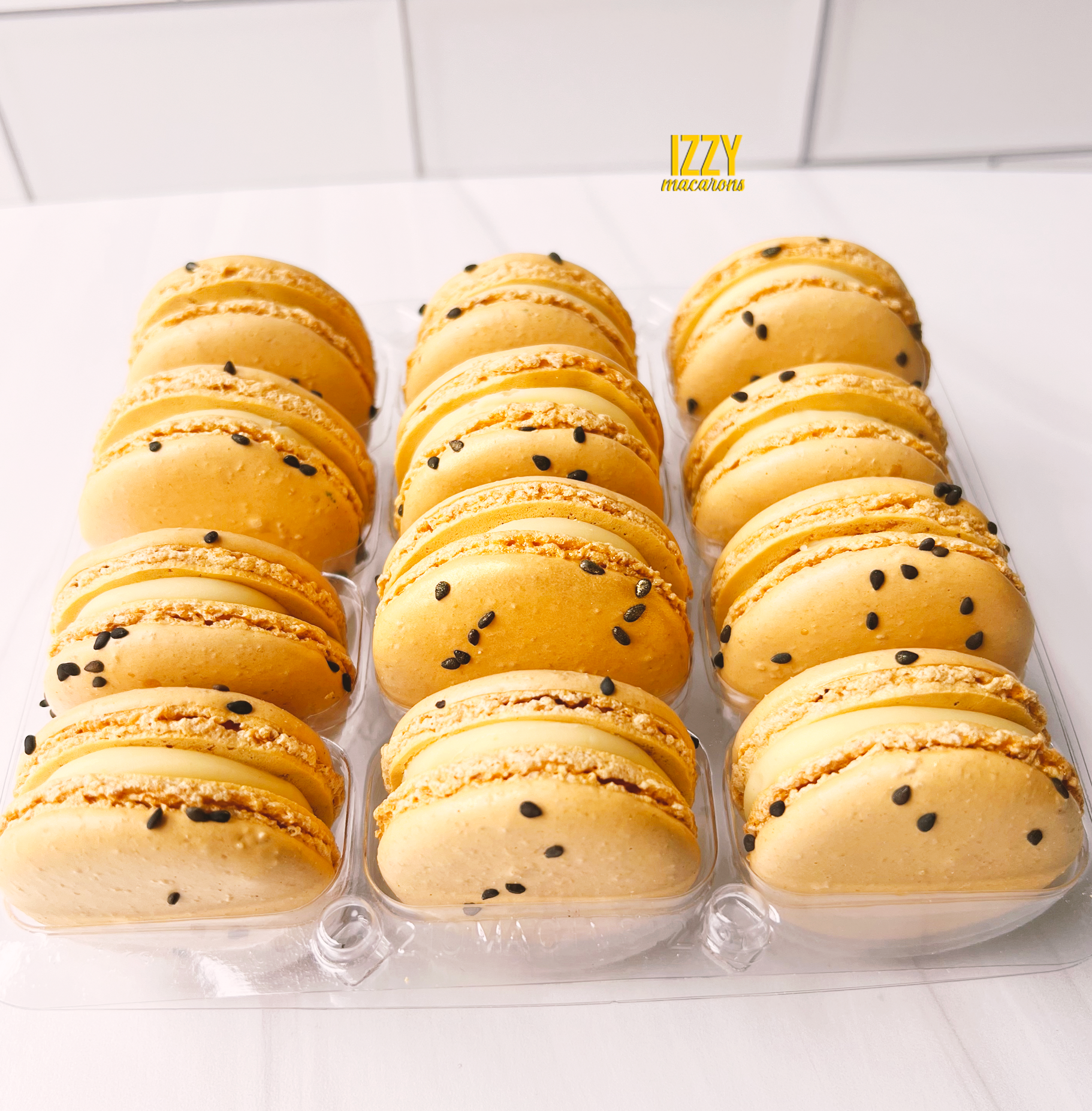 Passion Fruit Macarons - Izzy Macarons