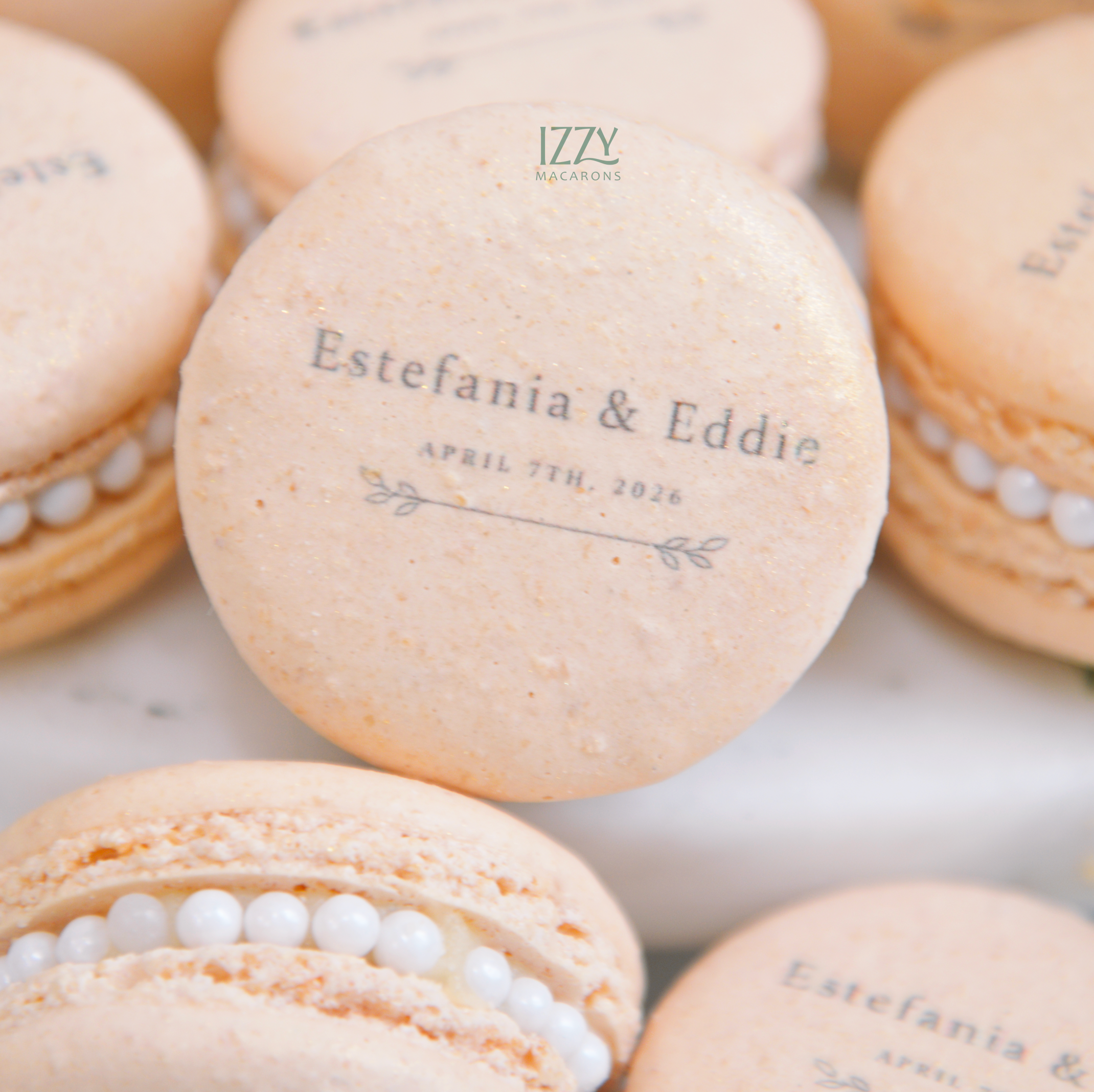 Pearl Macarons w/ name