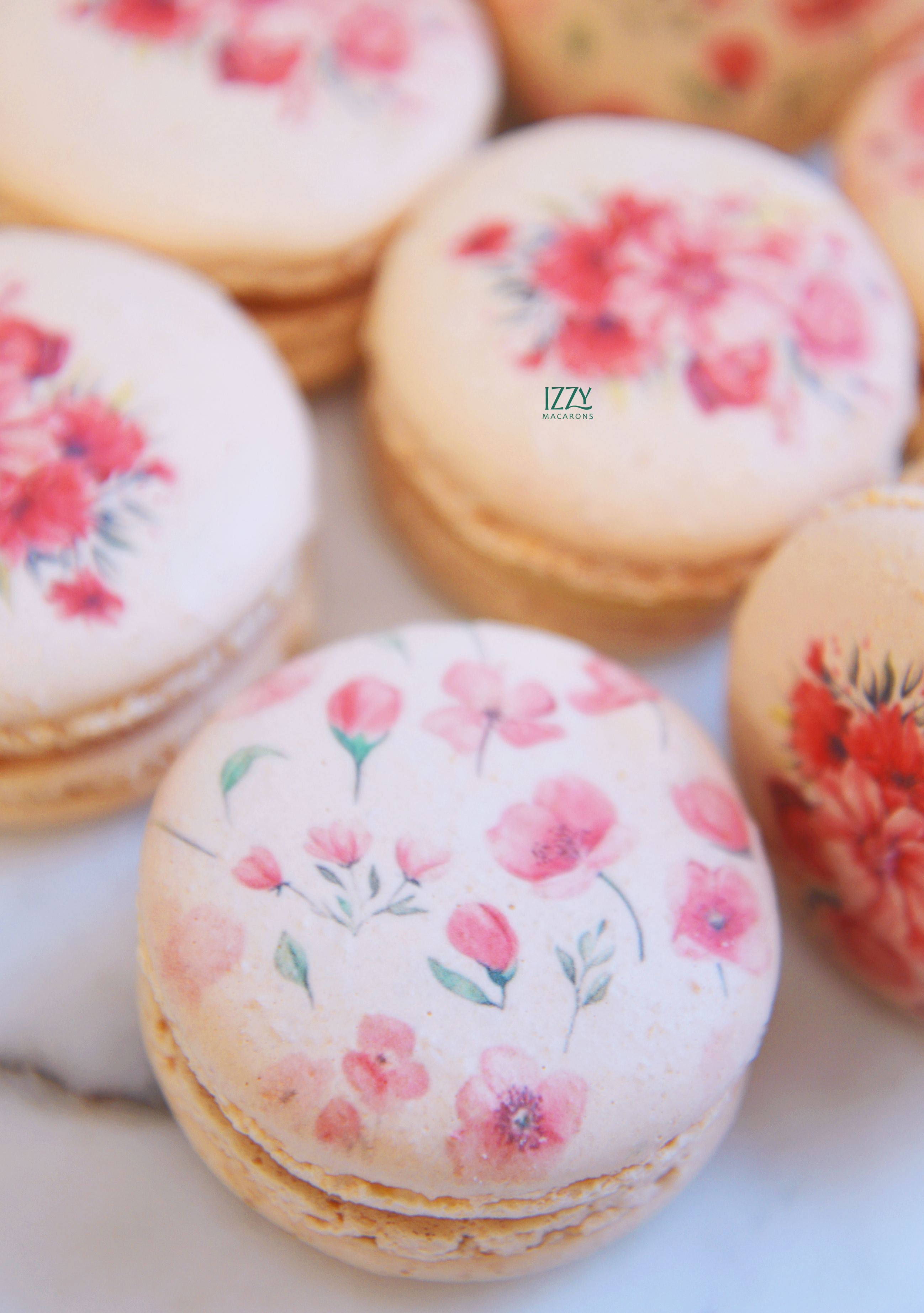 Pink Flowers Macarons